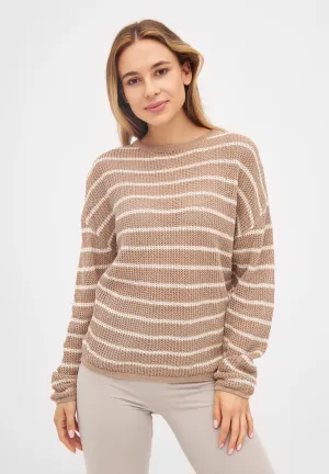 Organic Cotton Knit Sweater BRIANA - Brown / Off White (Stripes) Givn Berlin