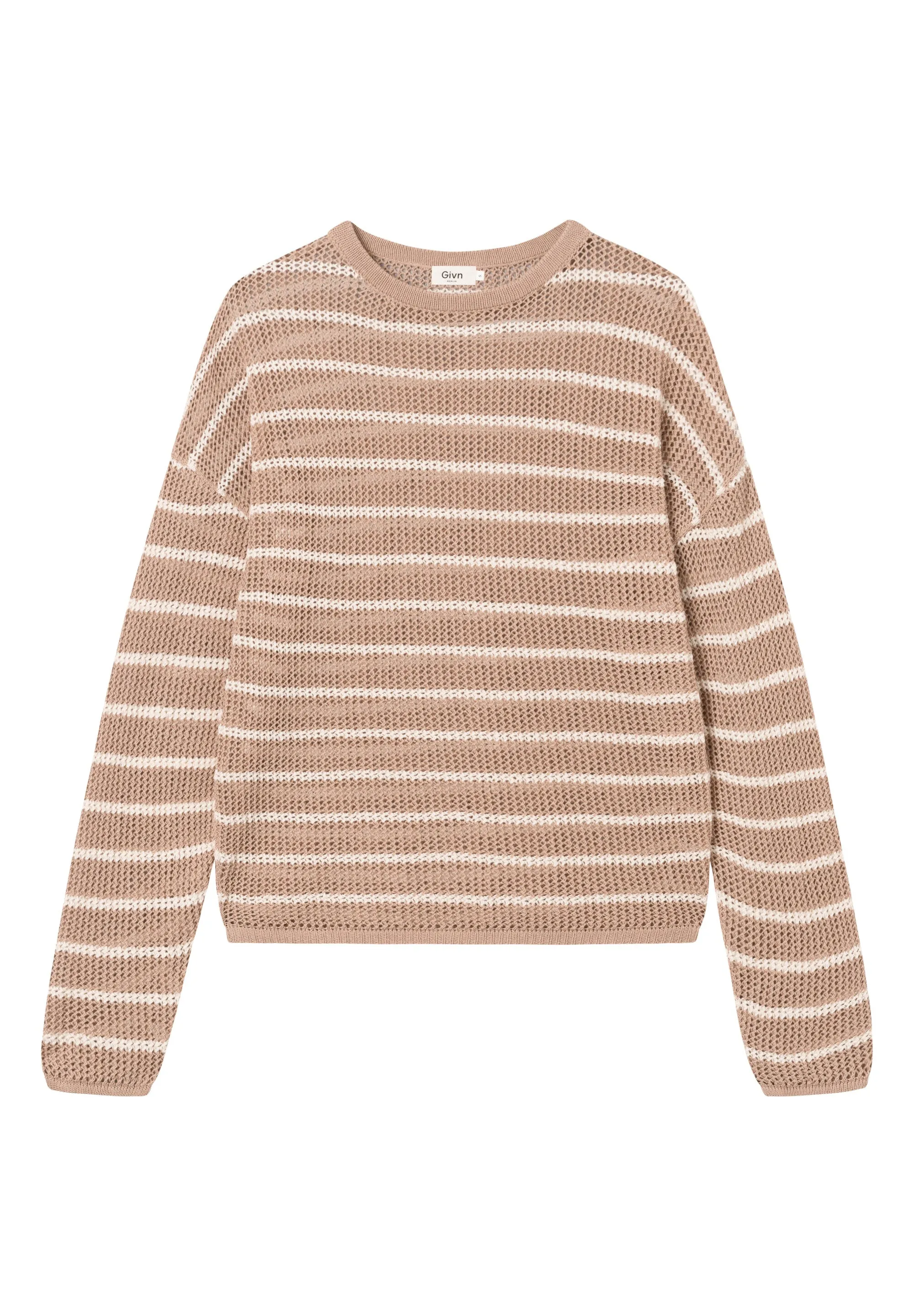 Organic Cotton Knit Sweater BRIANA - Brown / Off White (Stripes) Givn Berlin
