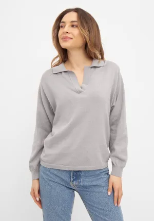 Organic Cotton Knit Sweater CAMILLA - Light Grey Givn Berlin