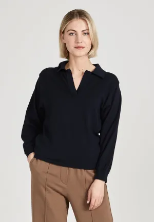 Organic Cotton Knit Sweater CAMILLA - Midnight Blue Givn Berlin