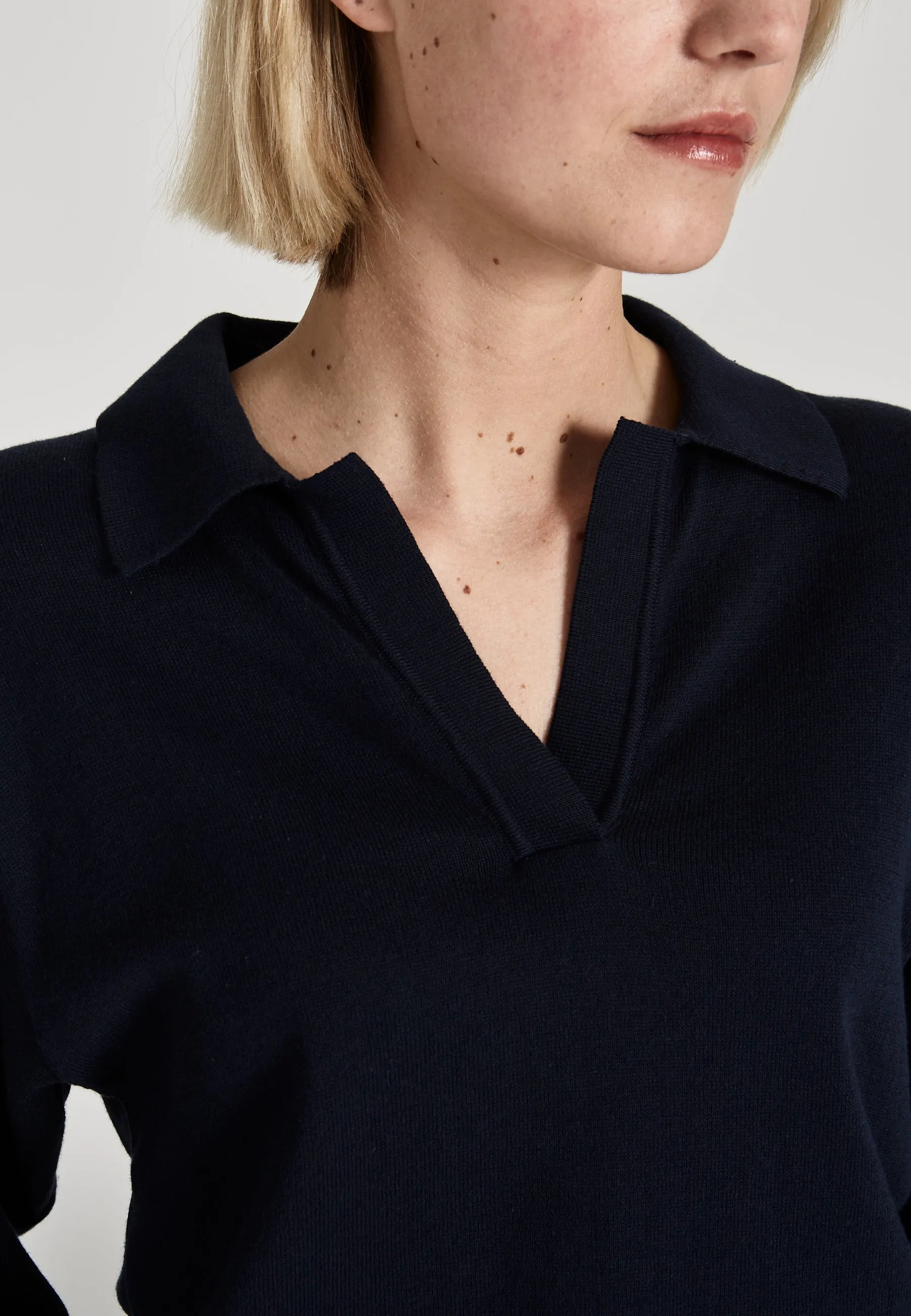 Organic Cotton Knit Sweater CAMILLA - Midnight Blue Givn Berlin