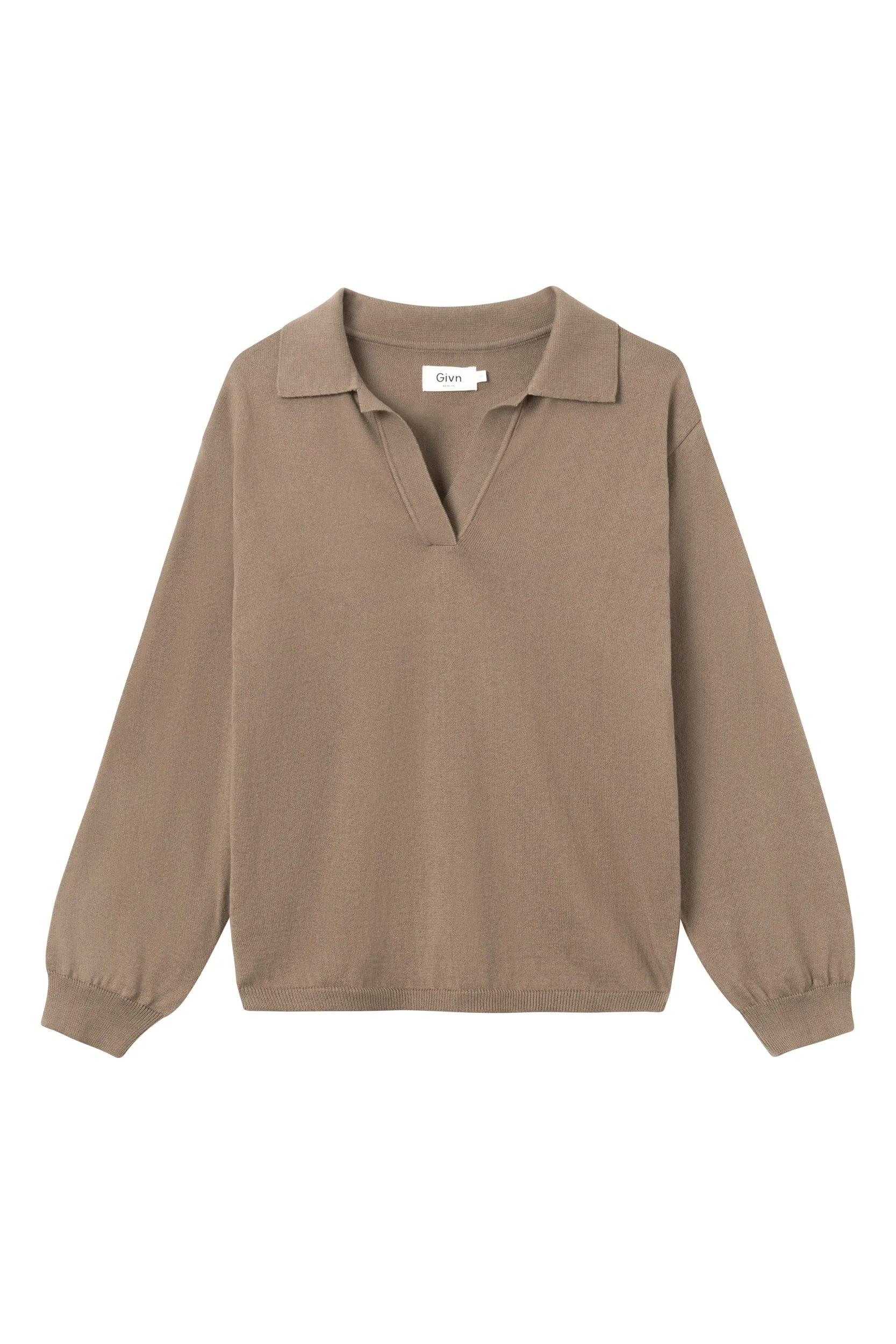 Organic Cotton Knit Sweater CAMILLA -Muddy Brown Givn Berlin