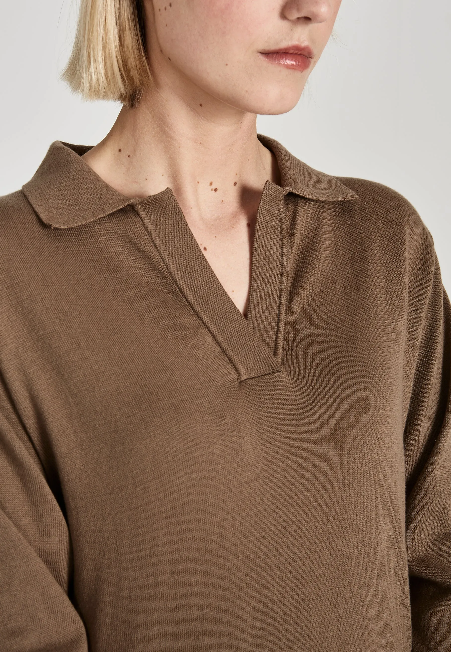 Organic Cotton Knit Sweater CAMILLA -Muddy Brown Givn Berlin