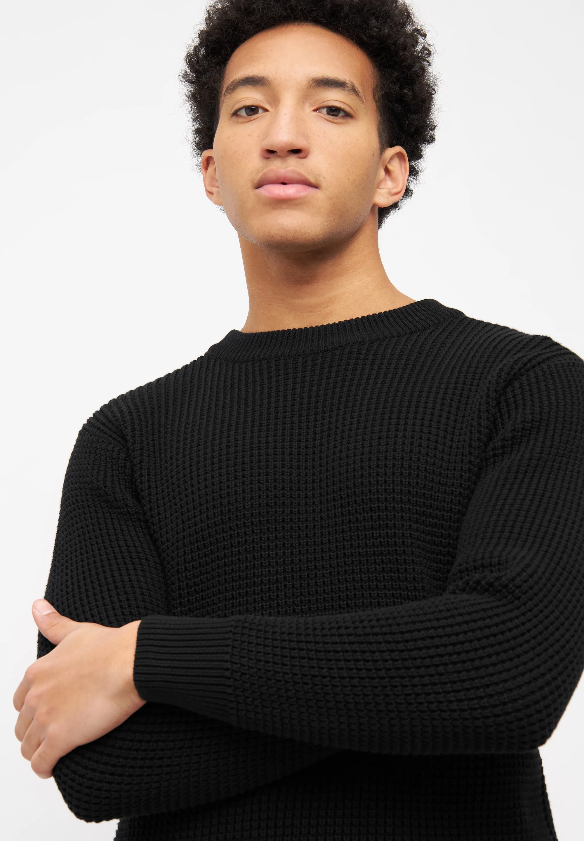 Organic Cotton Knit Sweater CARLOS - Black Givn Berlin