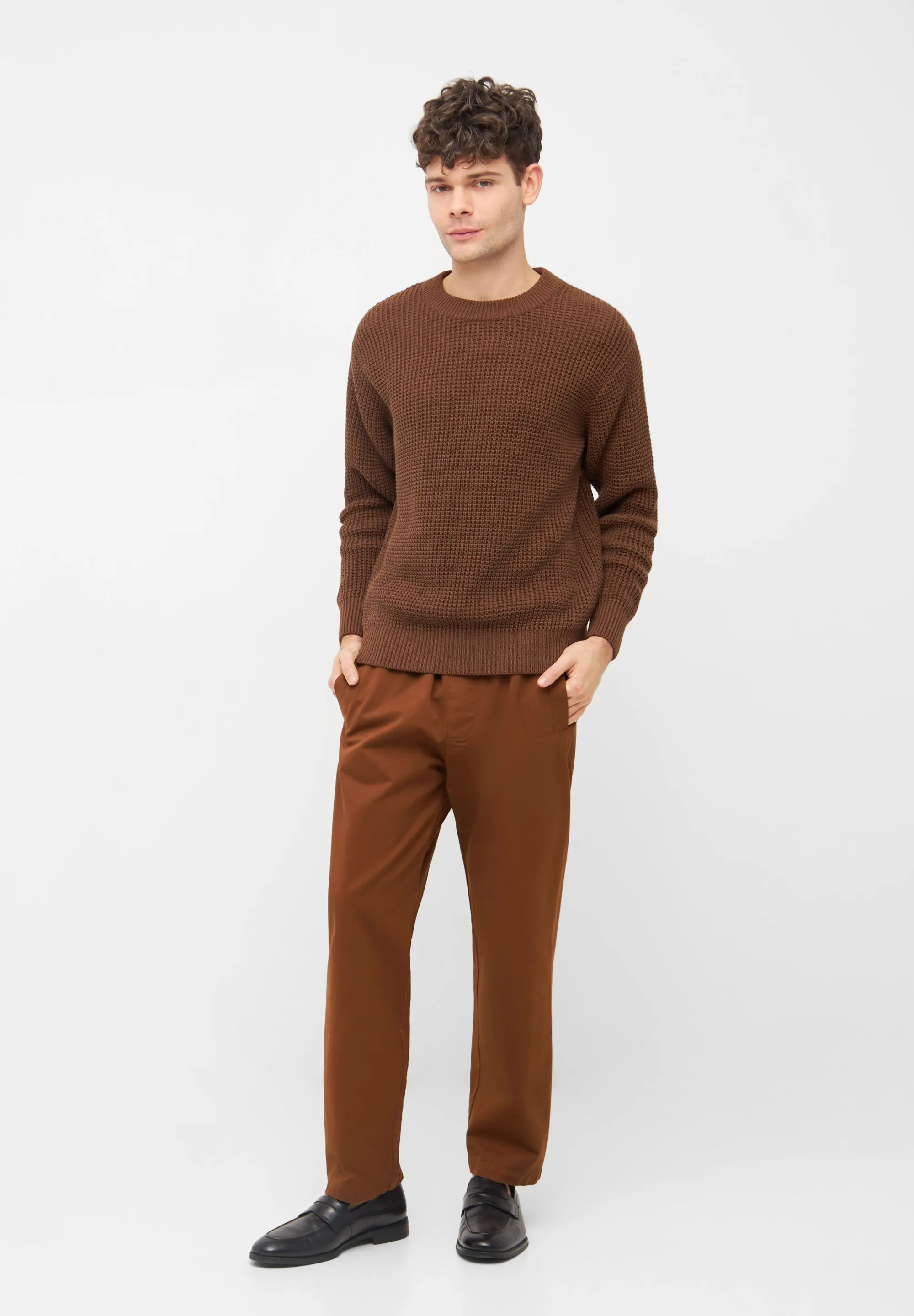 Organic Cotton Knit Sweater CARLOS - Chestnut Brown Givn Berlin