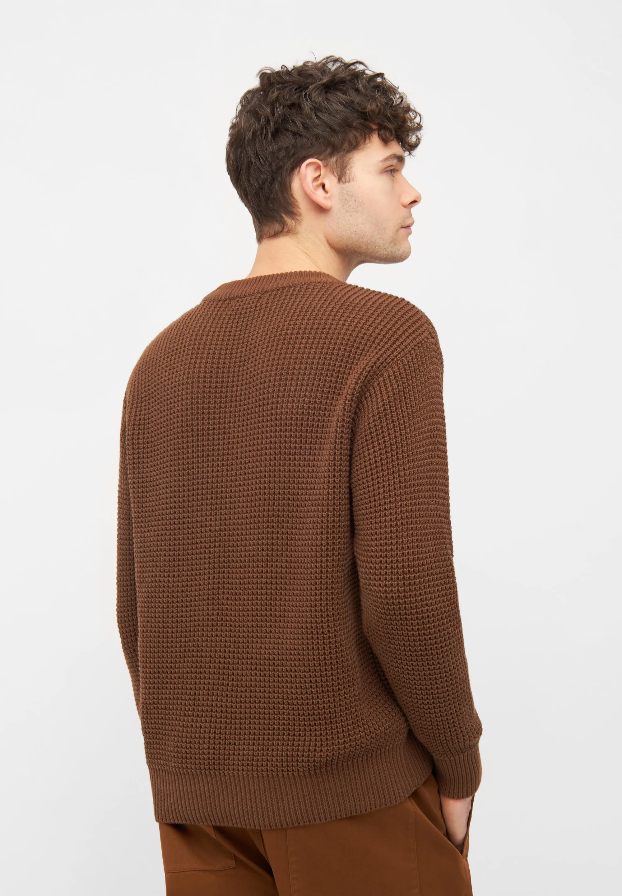 Organic Cotton Knit Sweater CARLOS - Chestnut Brown Givn Berlin