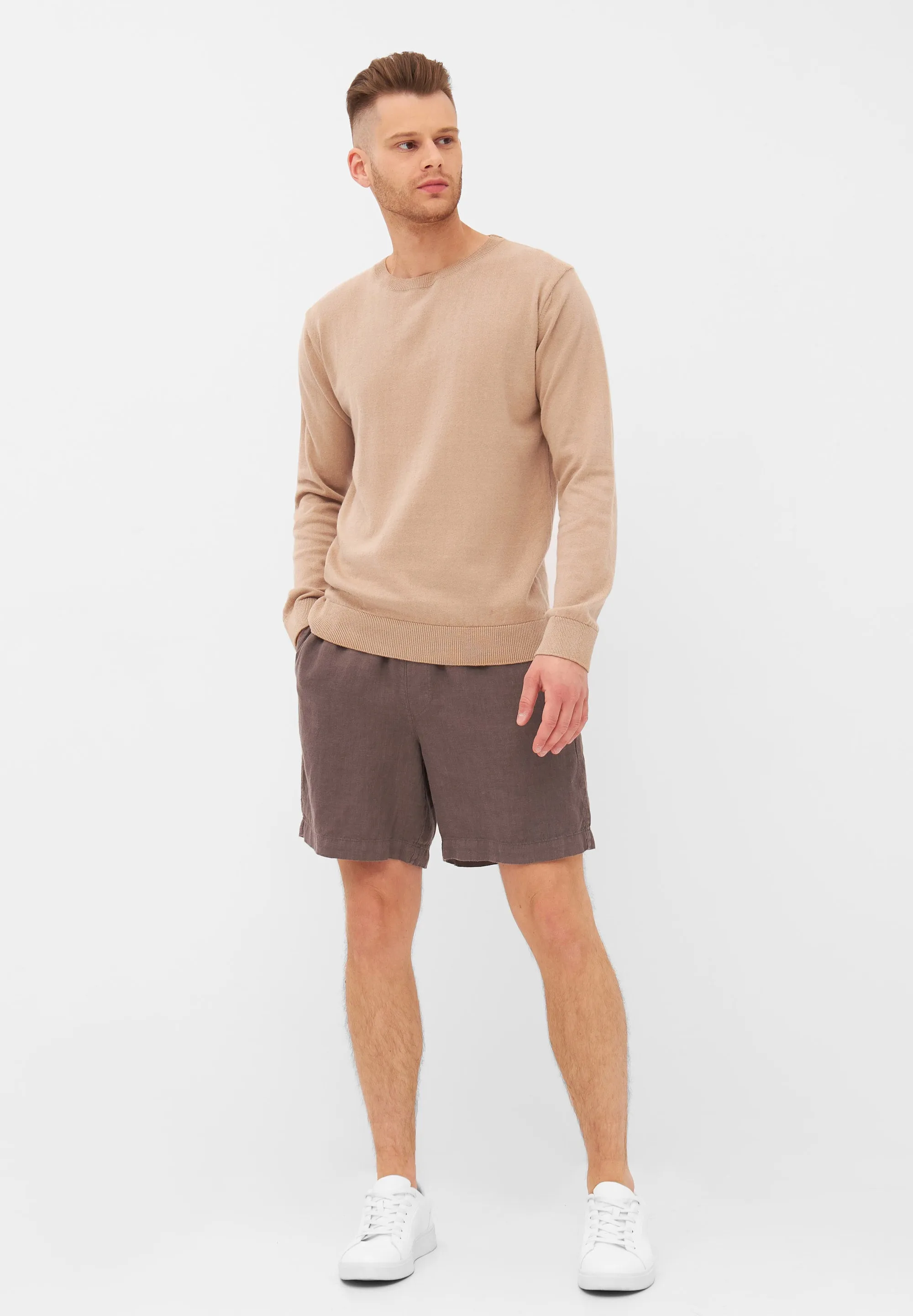 Organic Cotton Knit Sweater EDDIE - Light Brown Givn Berlin