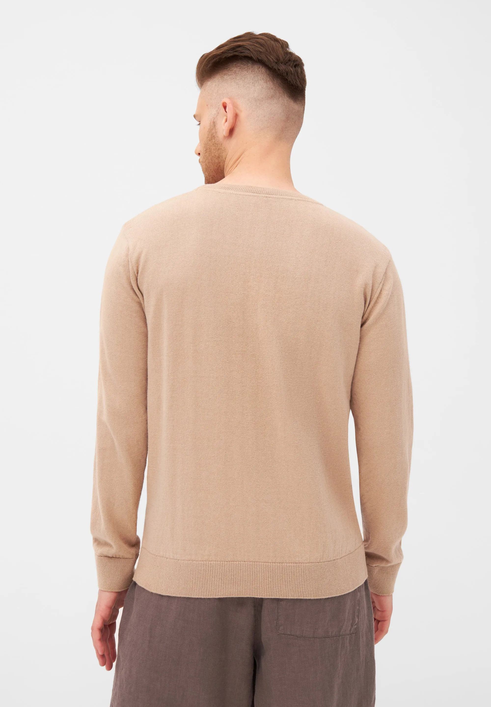 Organic Cotton Knit Sweater EDDIE - Light Brown Givn Berlin