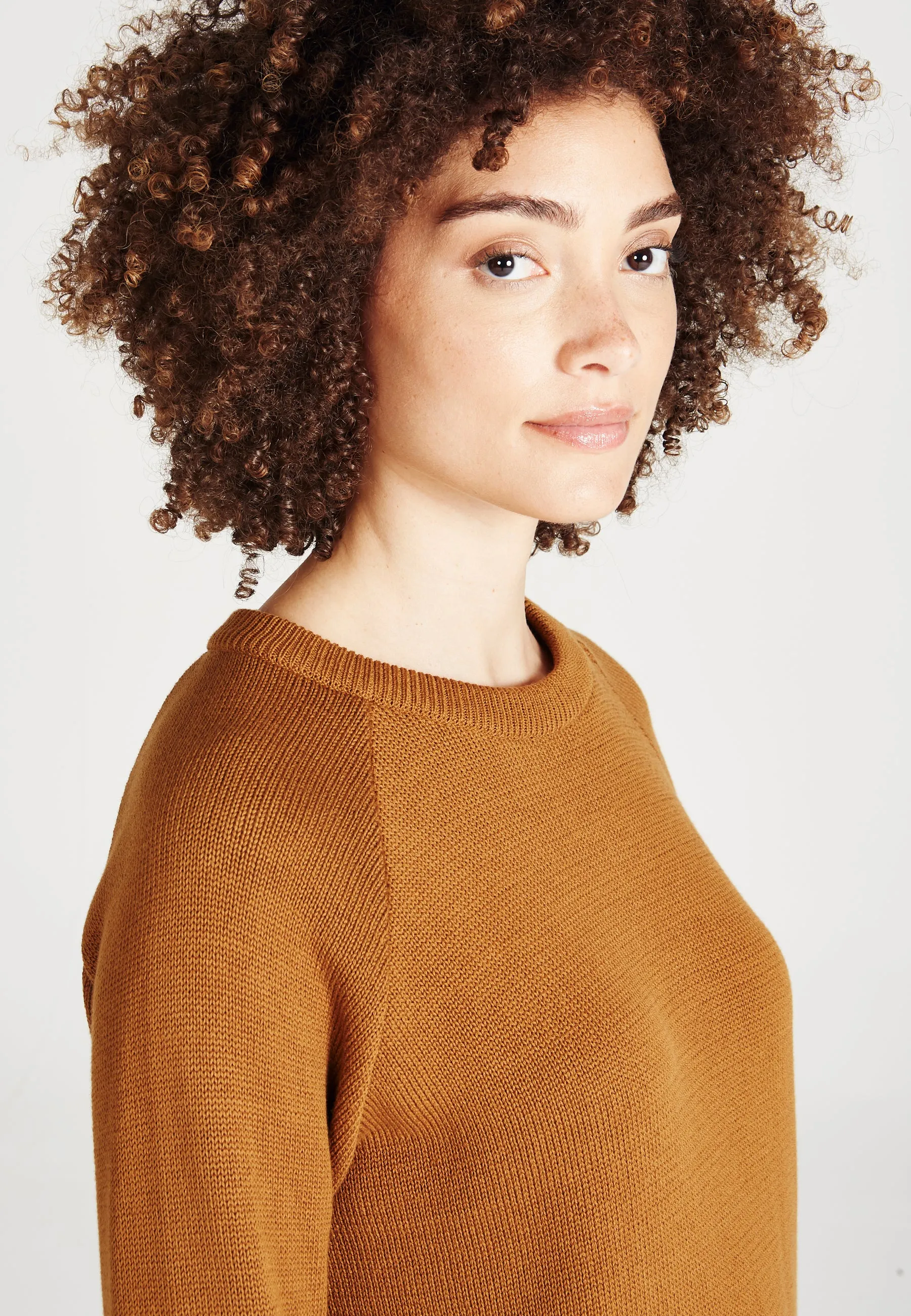 Organic Cotton Knit Sweater ERICA - Rubber Brown Givn Berlin
