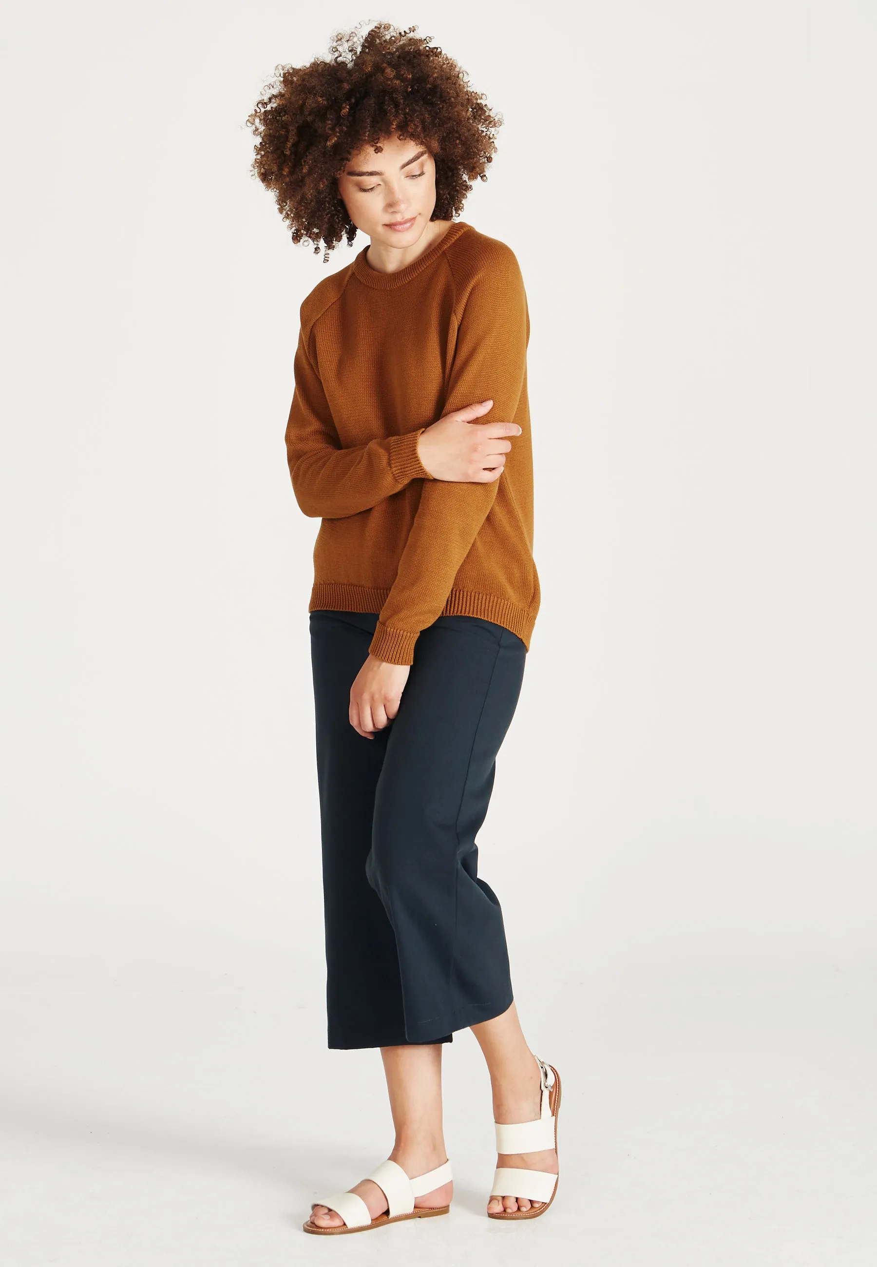 Organic Cotton Knit Sweater ERICA - Rubber Brown Givn Berlin
