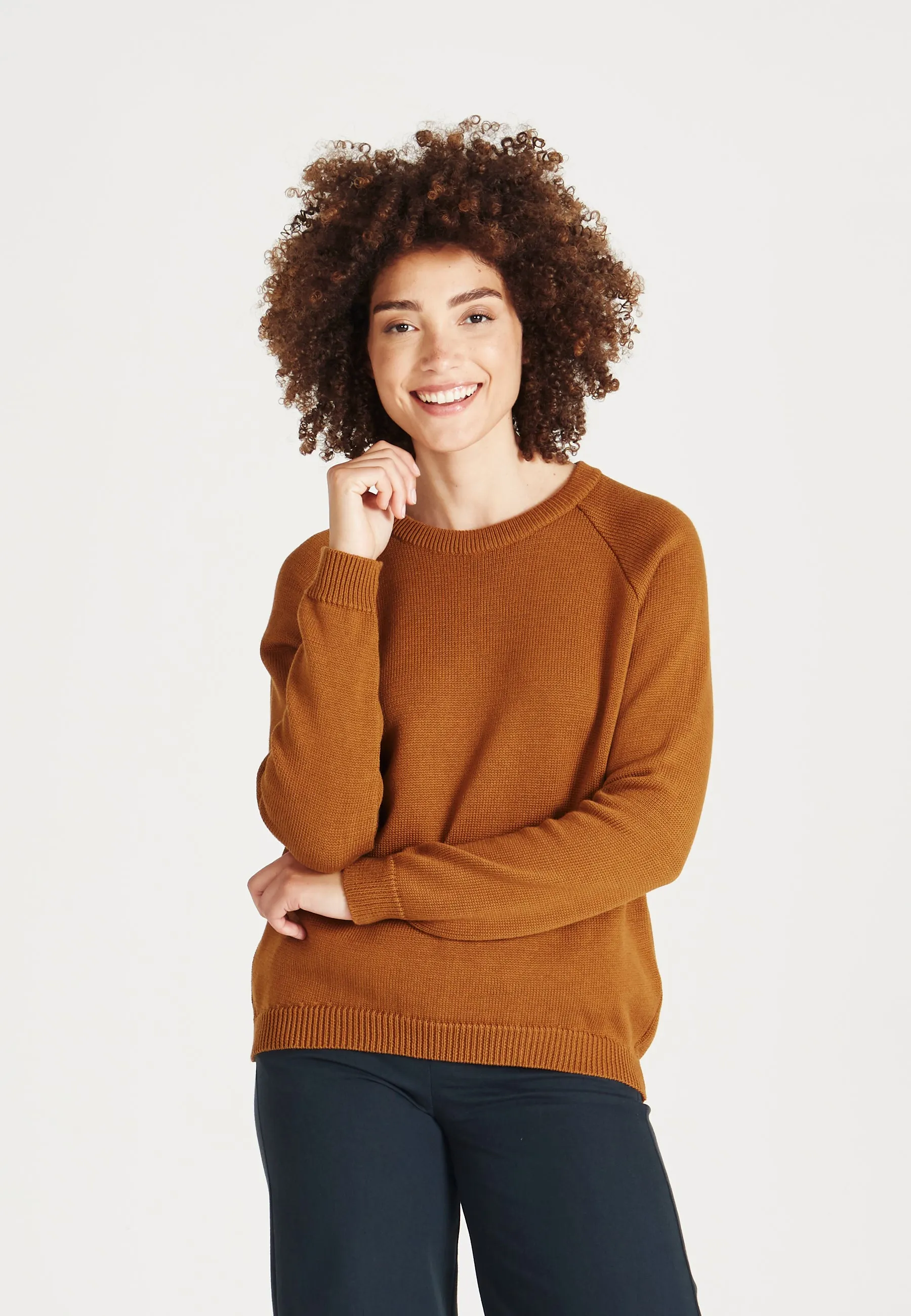Organic Cotton Knit Sweater ERICA - Rubber Brown Givn Berlin