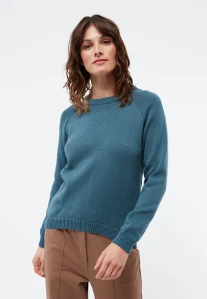 Organic Cotton Knit Sweater ERICA - Teal Blue Givn Berlin