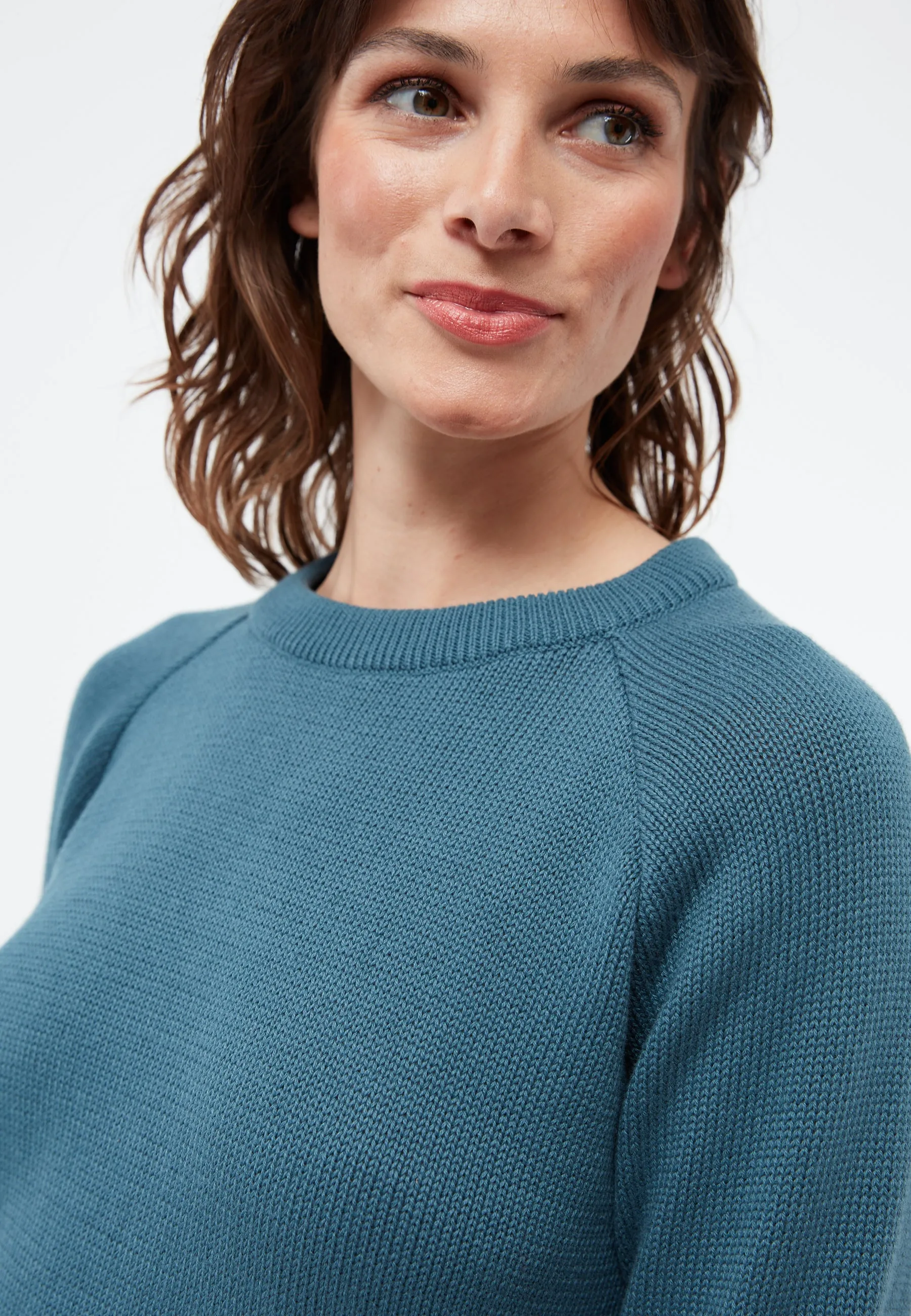 Organic Cotton Knit Sweater ERICA - Teal Blue Givn Berlin