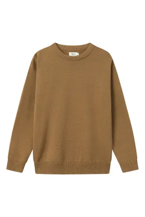 Organic Cotton Knit Sweater FELIX - Caramel Brown Givn Berlin