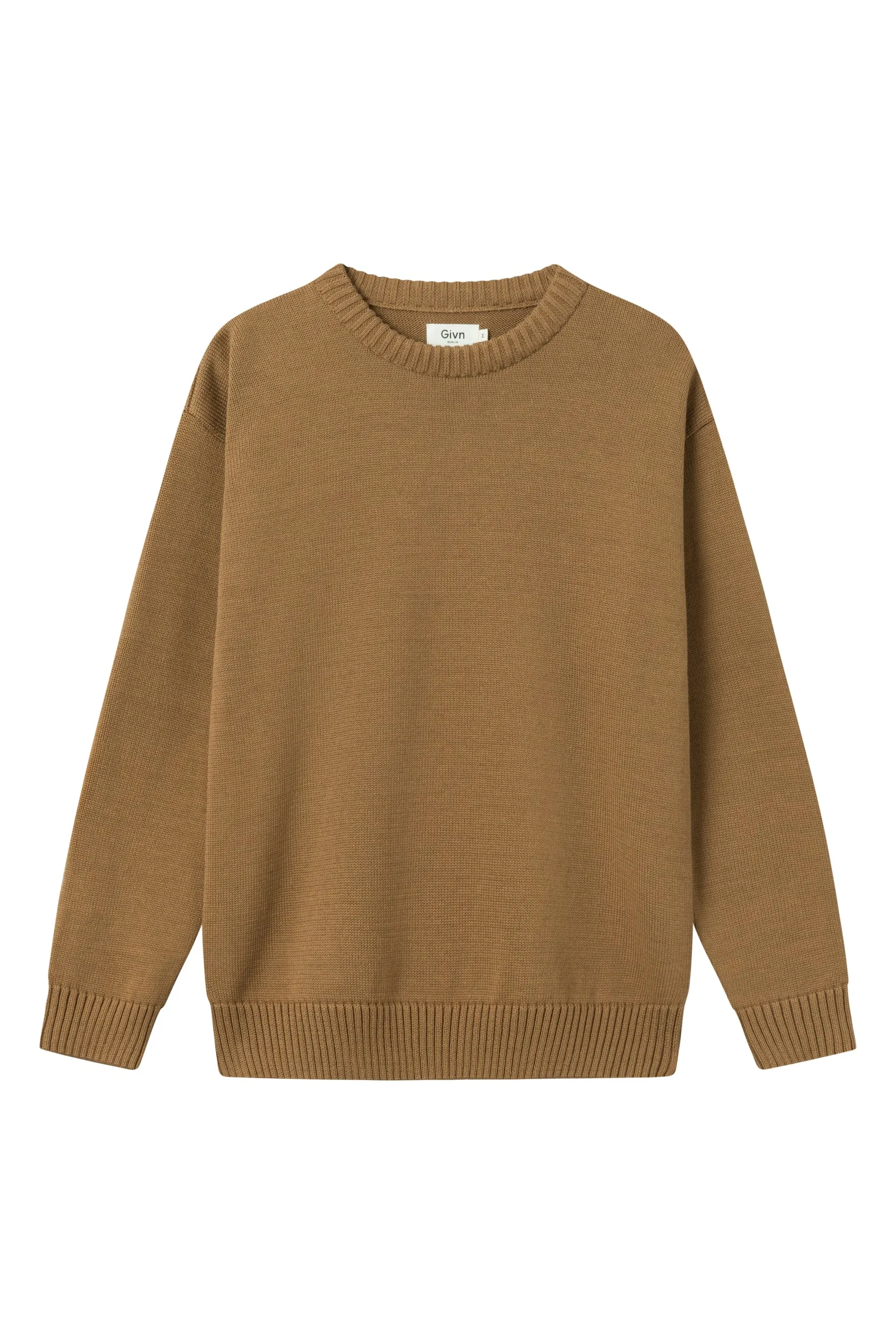 Organic Cotton Knit Sweater FELIX - Caramel Brown Givn Berlin