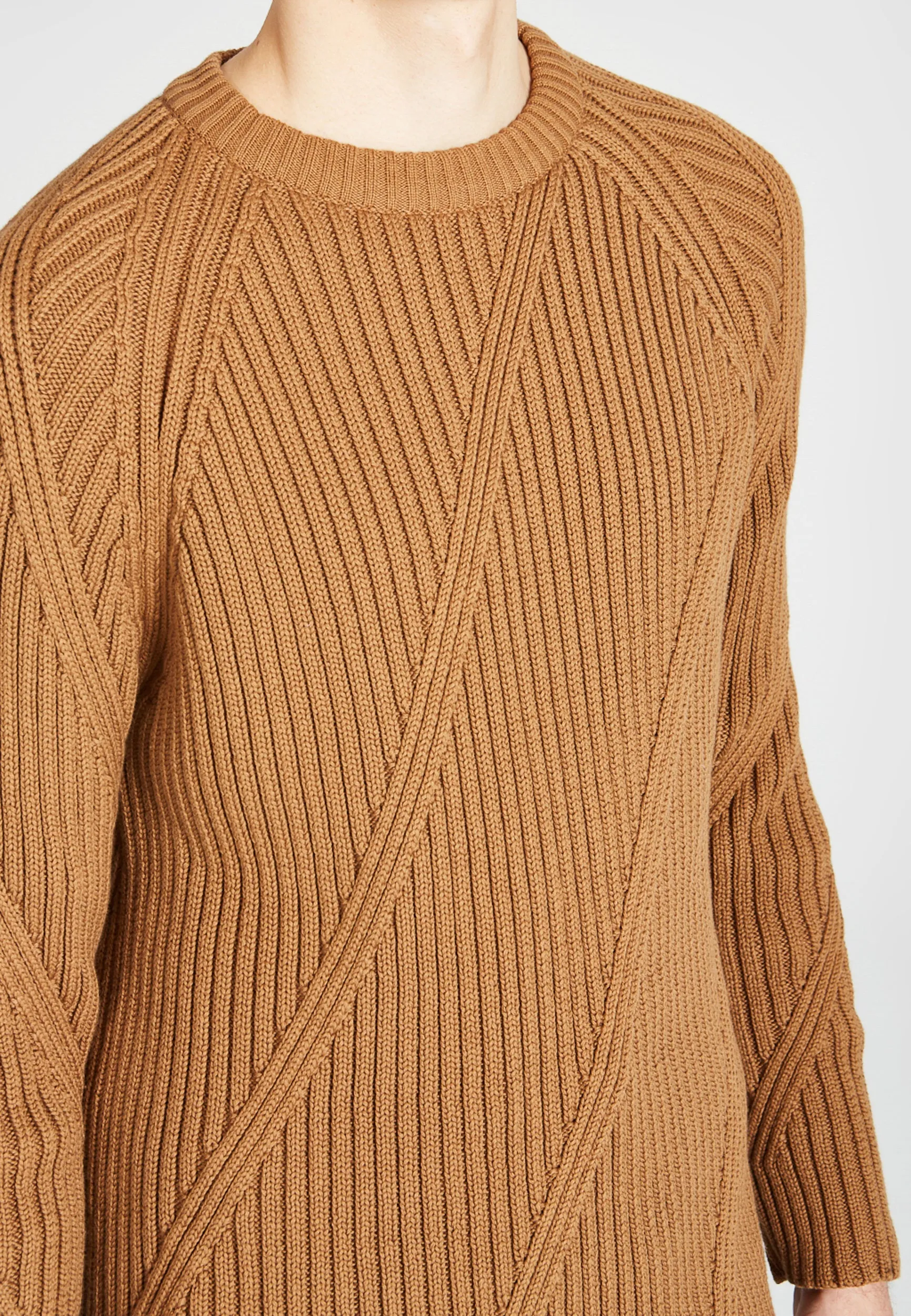 Organic Cotton Knit Sweater JULIAN - caramel Brown Givn Berlin