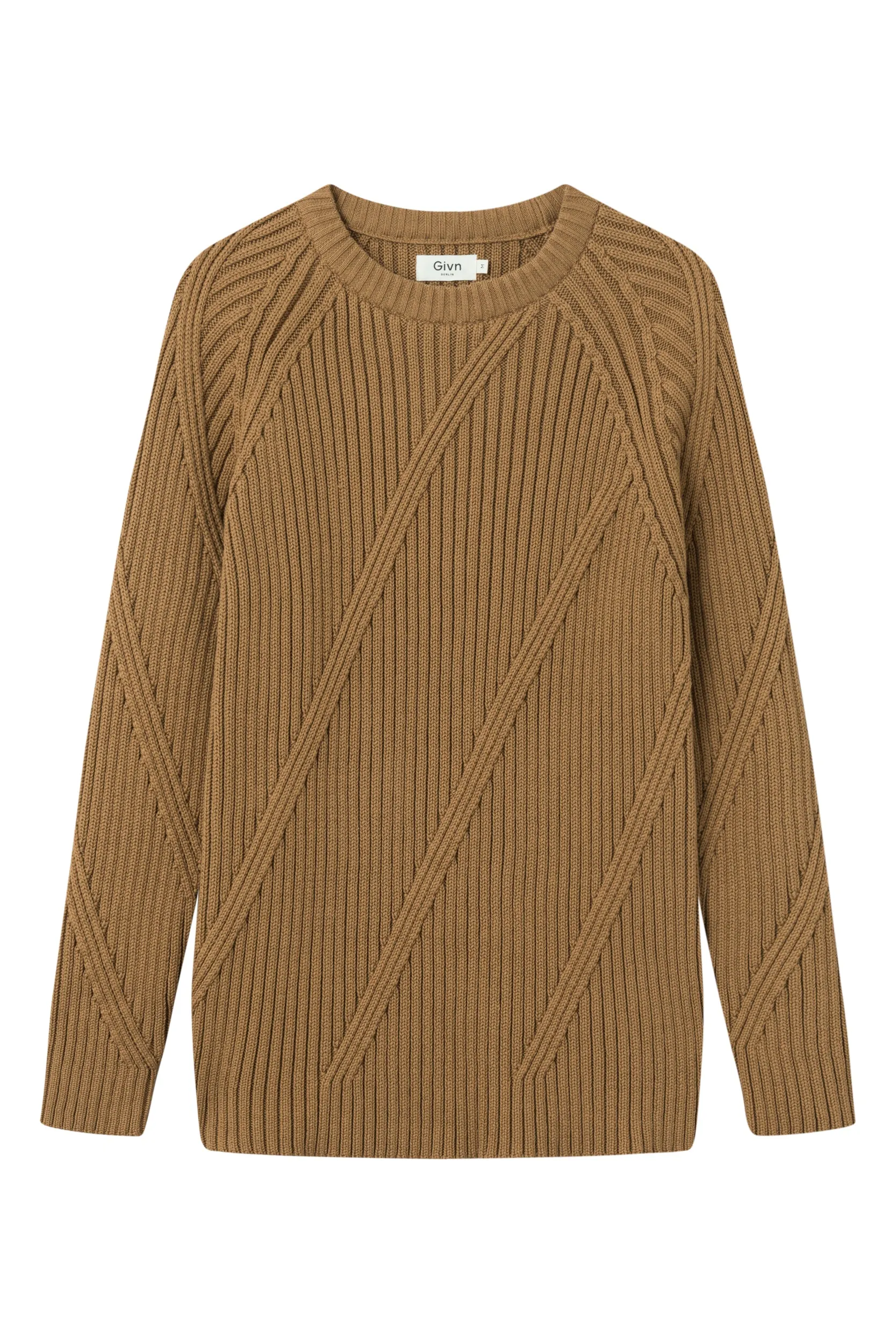 Organic Cotton Knit Sweater JULIAN - caramel Brown Givn Berlin