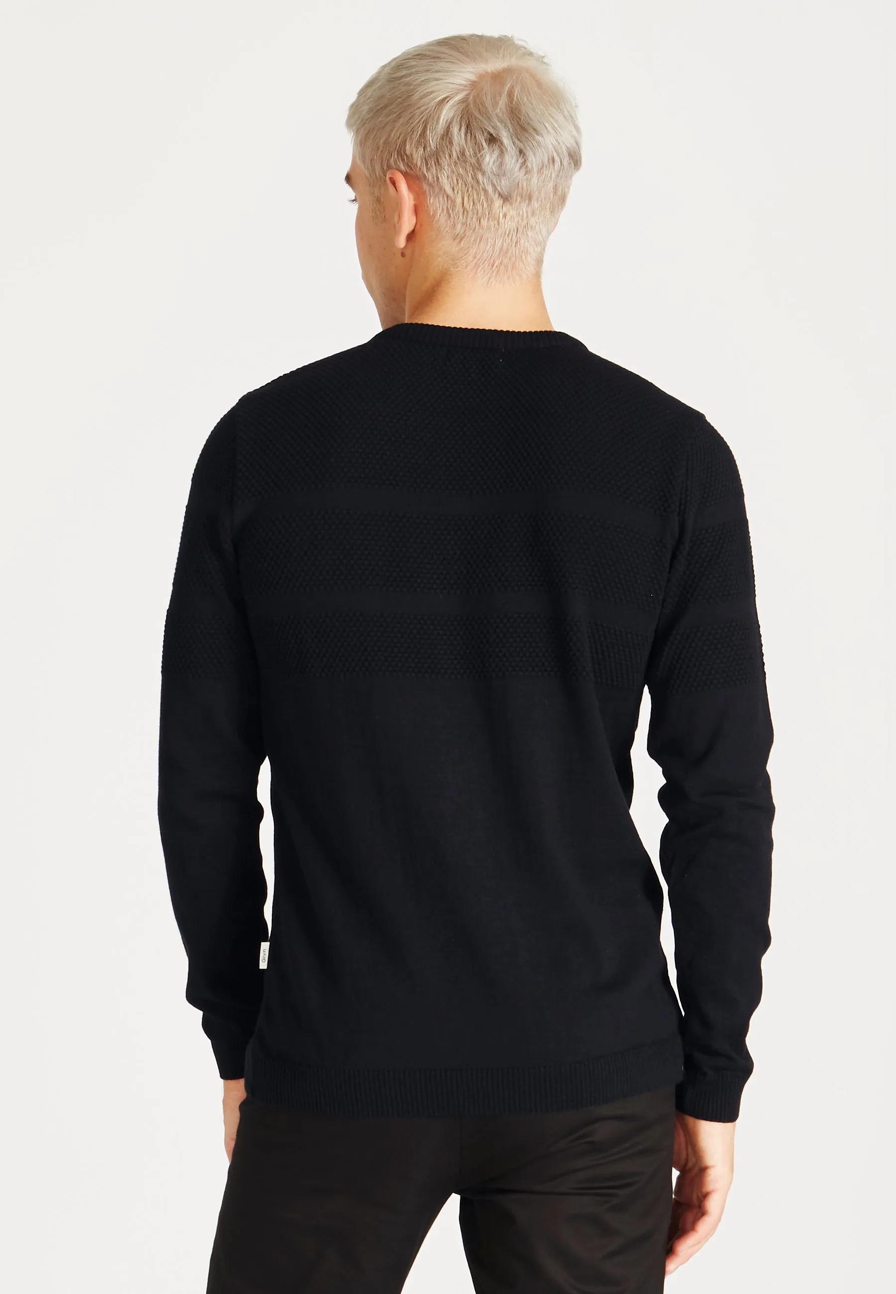 Organic Cotton Knit Sweater LEANDER - Black Givn Berlin