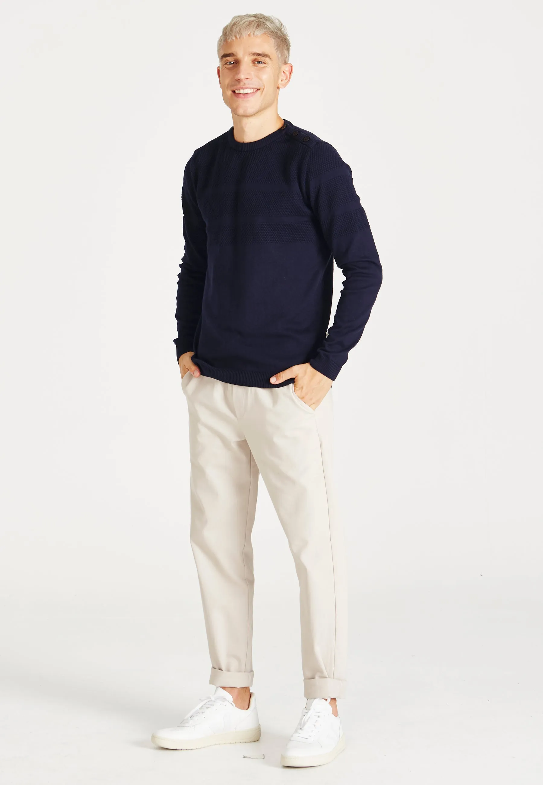 Organic Cotton Knit Sweater LEANDER - Blue Givn Berlin