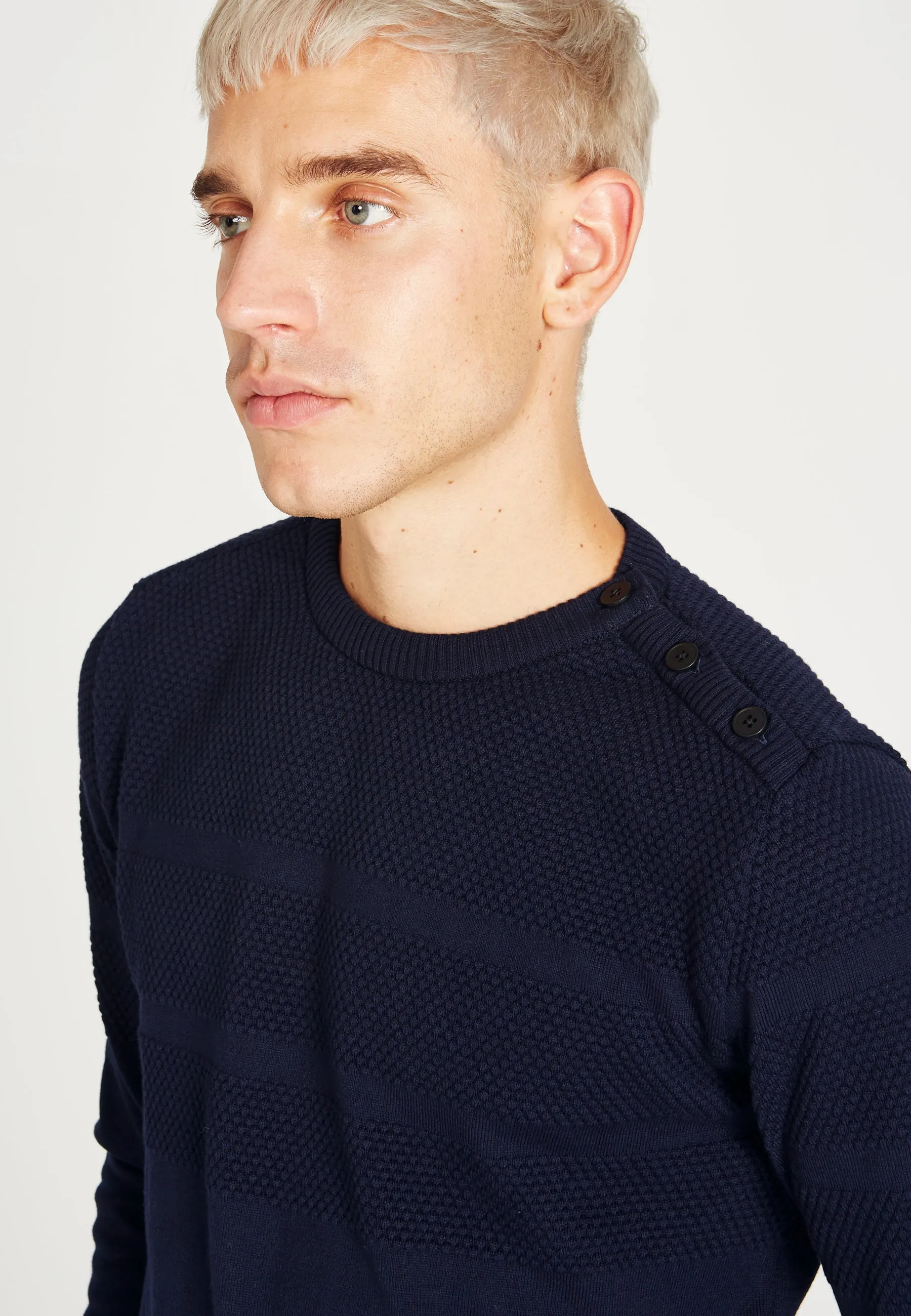 Organic Cotton Knit Sweater LEANDER - Blue Givn Berlin