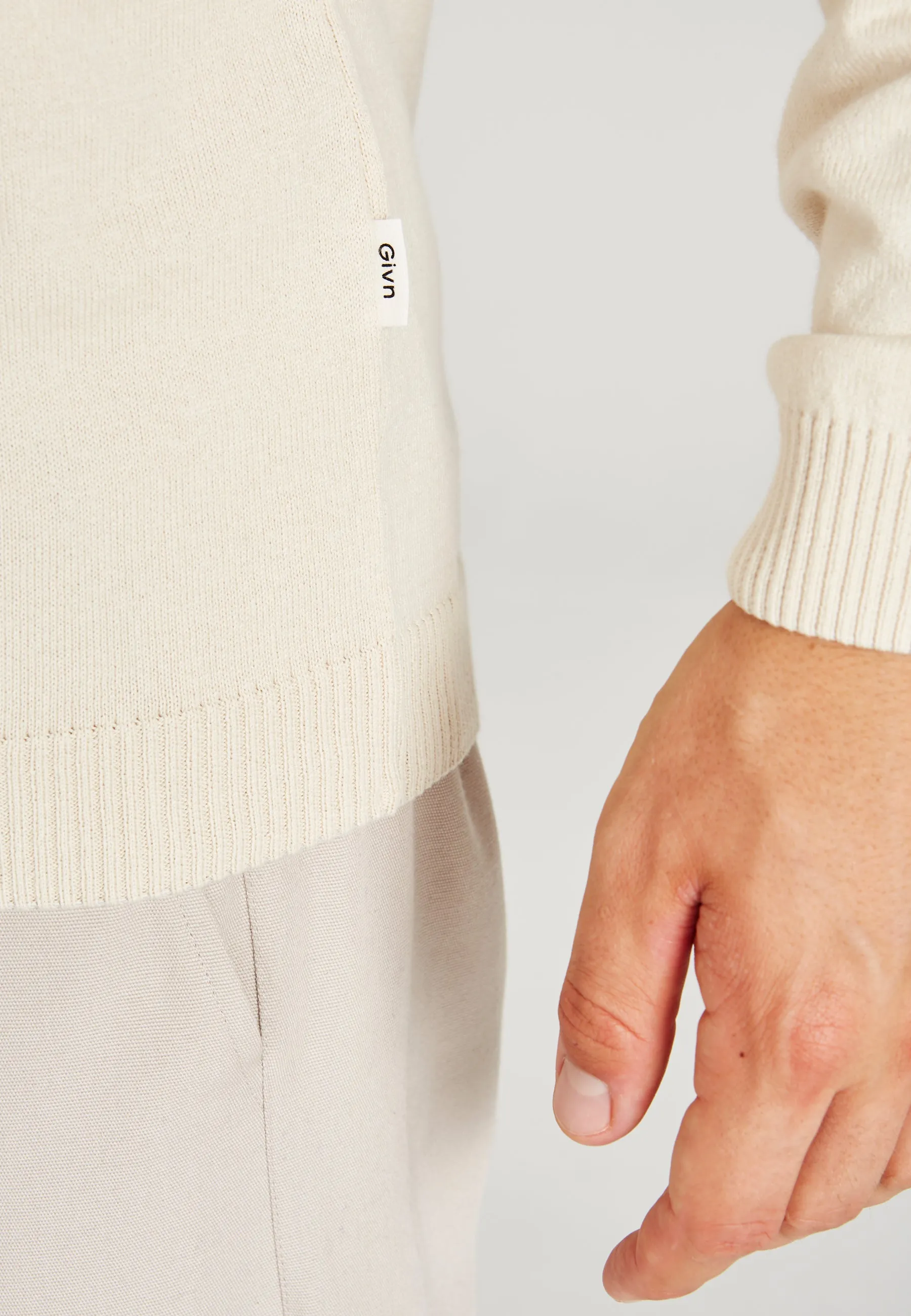 Organic Cotton Knit Sweater LEANDER - Light Beige Givn Berlin