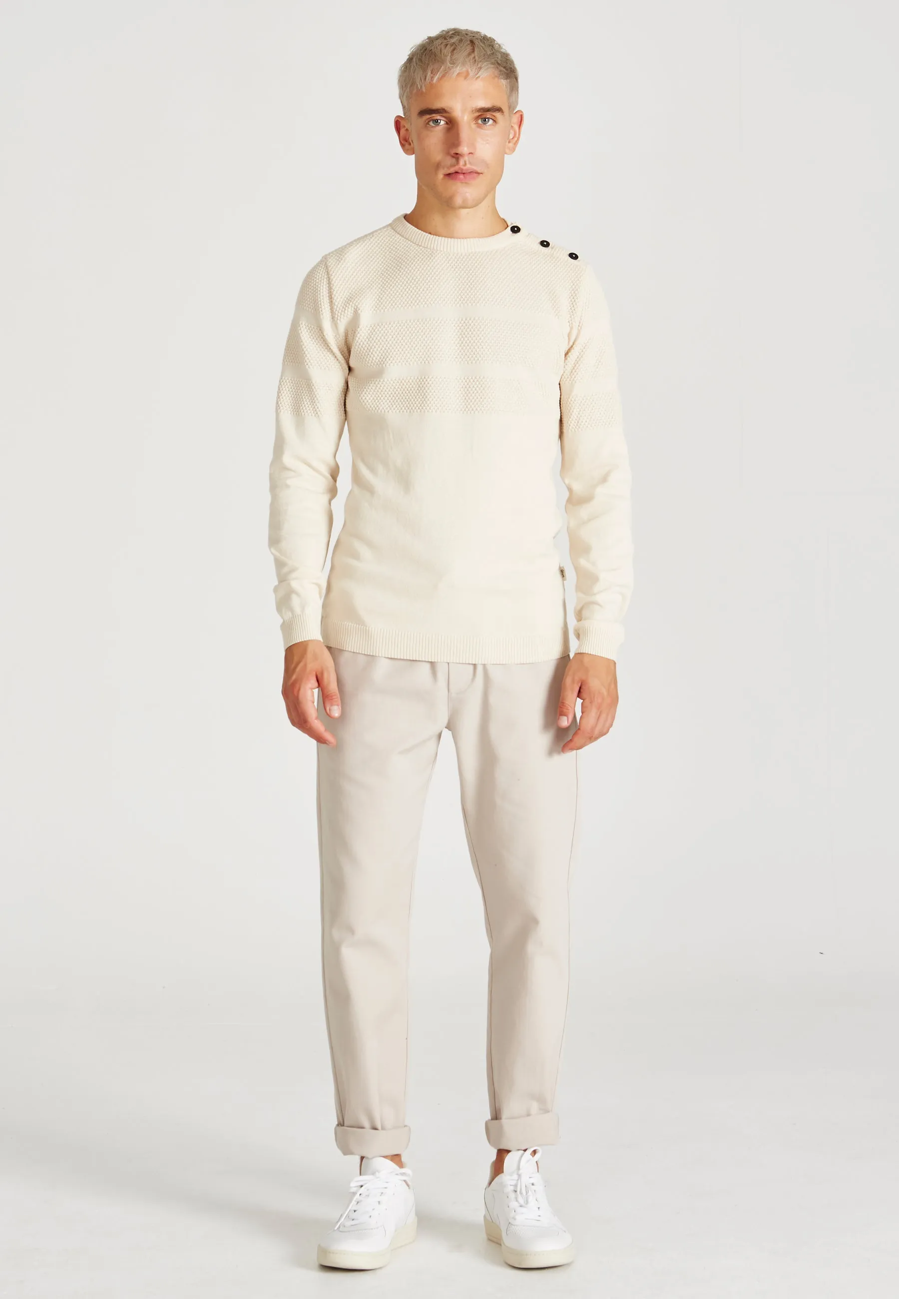 Organic Cotton Knit Sweater LEANDER - Light Beige Givn Berlin
