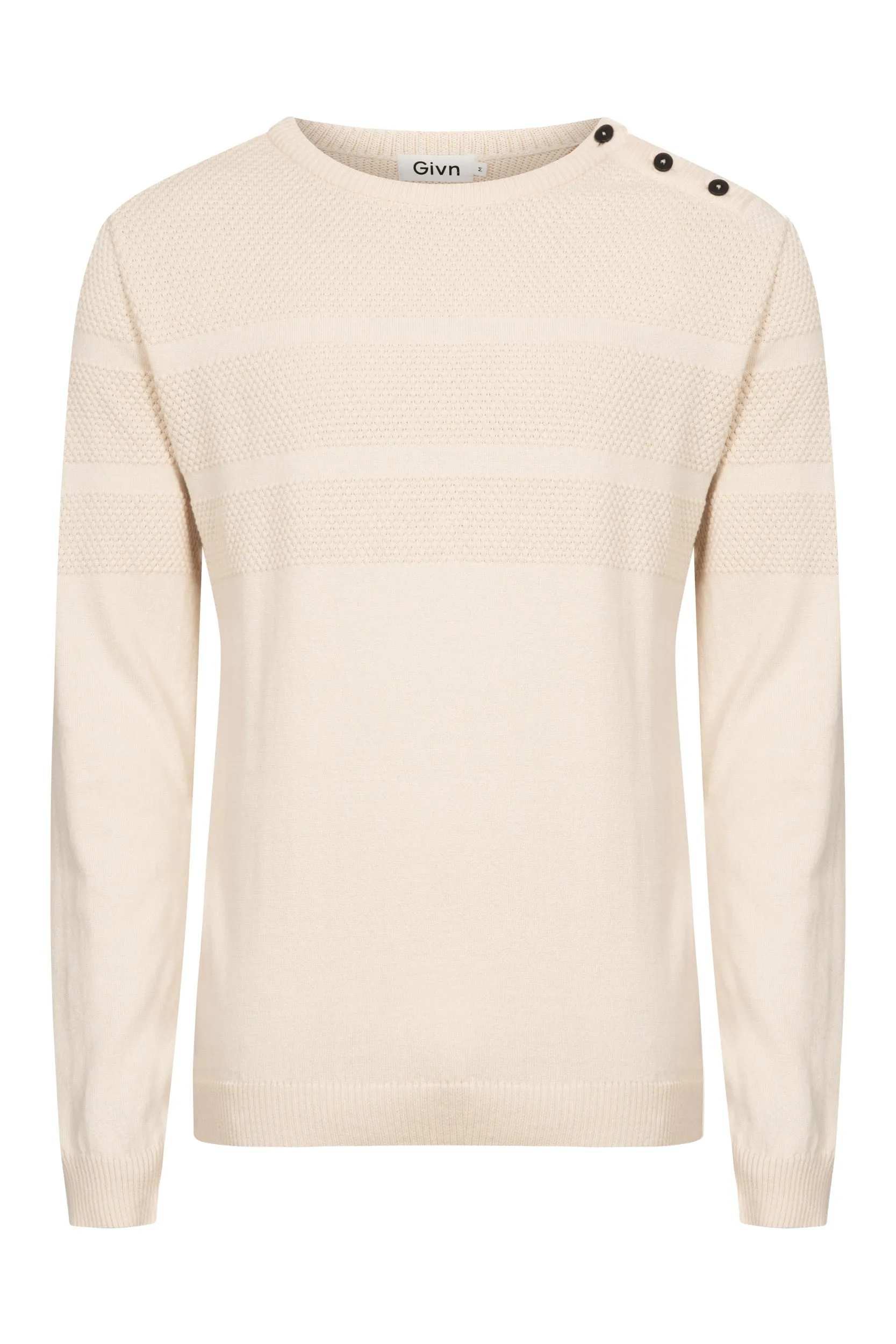 Organic Cotton Knit Sweater LEANDER - Light Beige Givn Berlin
