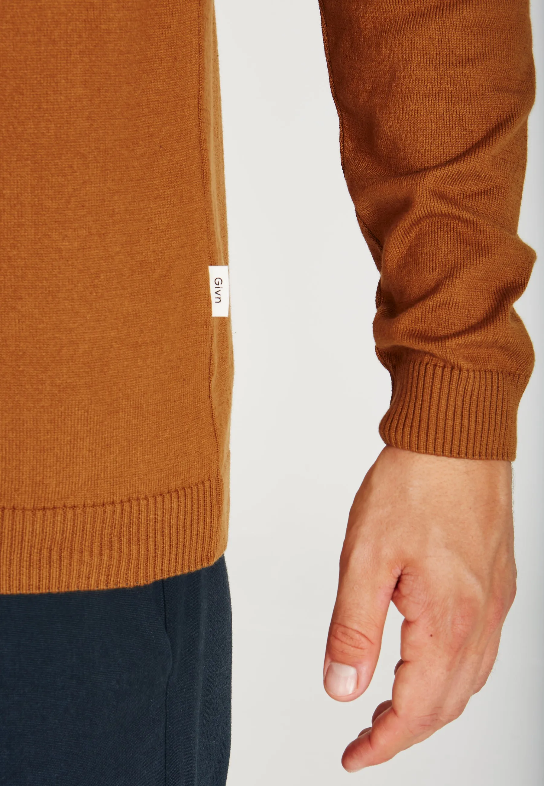 Organic Cotton Knit Sweater LEANDER - Rubber Brown Givn Berlin