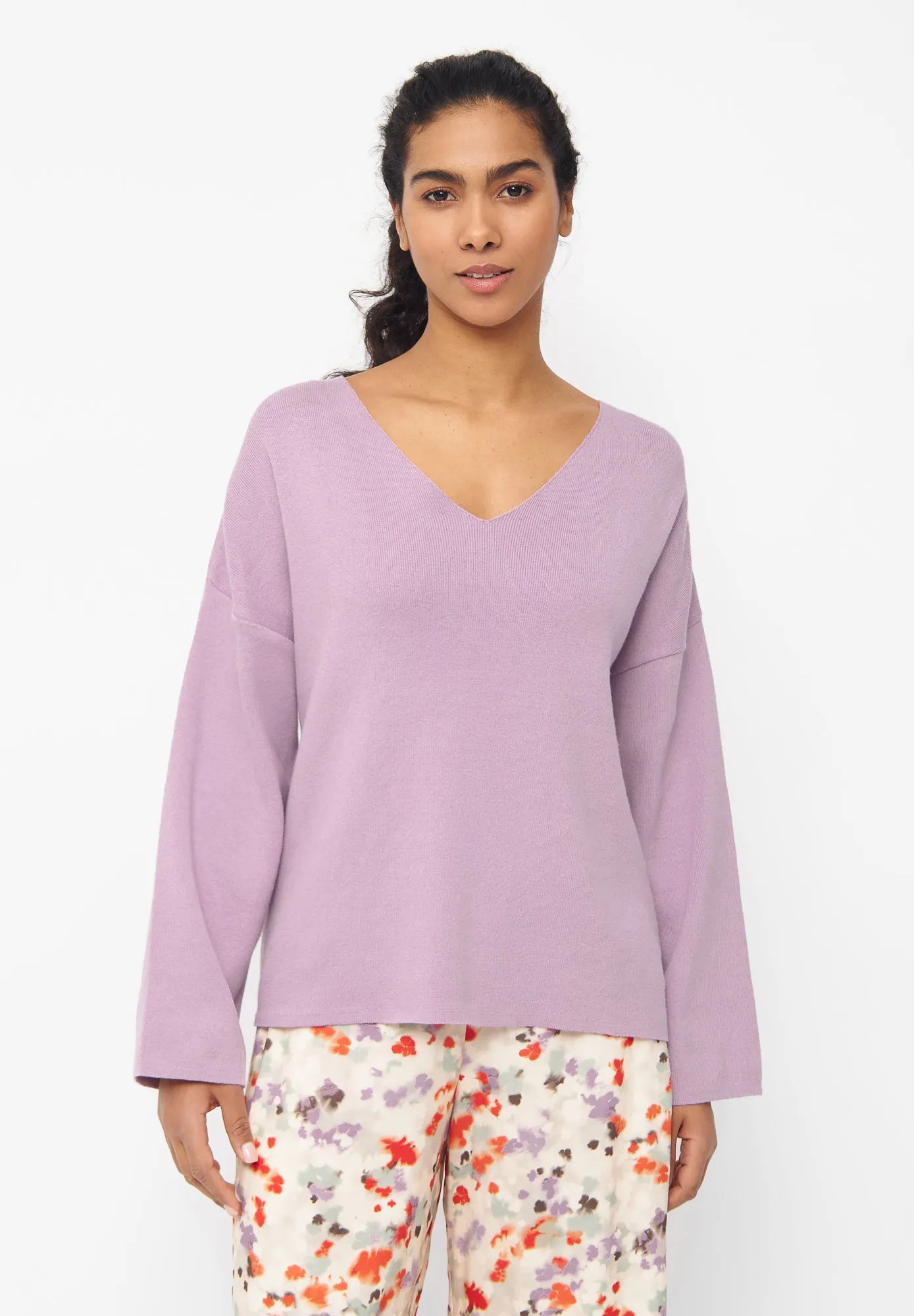 Organic Cotton Knit Sweater PALOMA - Misty Lavender Givn Berlin