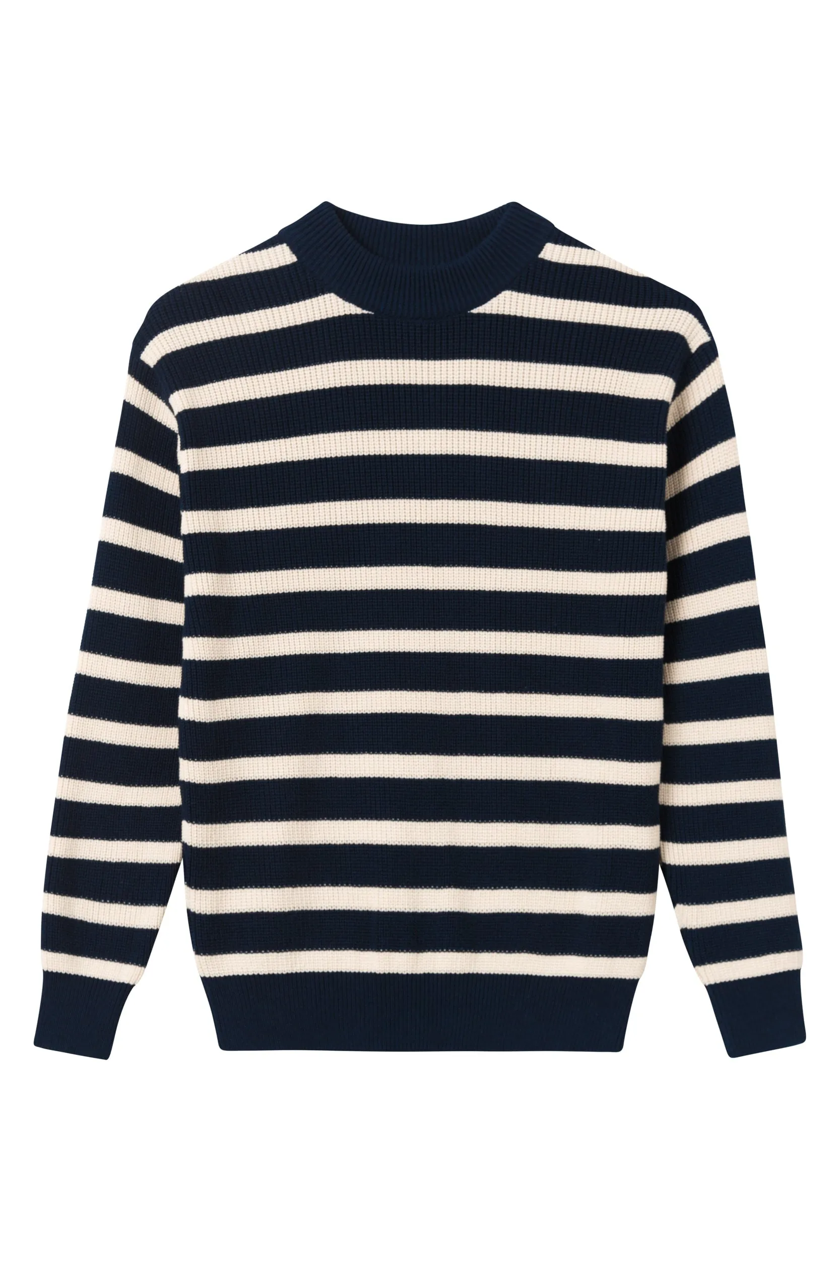 Organic Cotton Knit Sweater TIAGO - Midnight Blue / White (Stripes) Givn Berlin