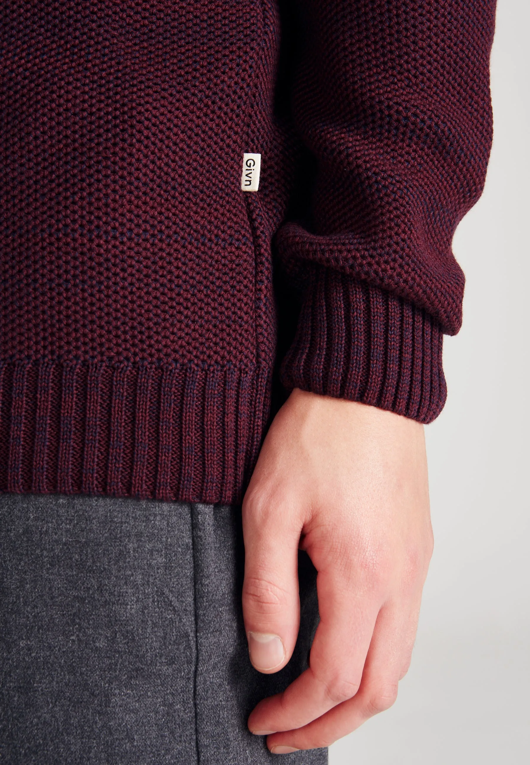 Organic Cotton Knitted Sweater STEFAN - Bordeaux Givn Berlin