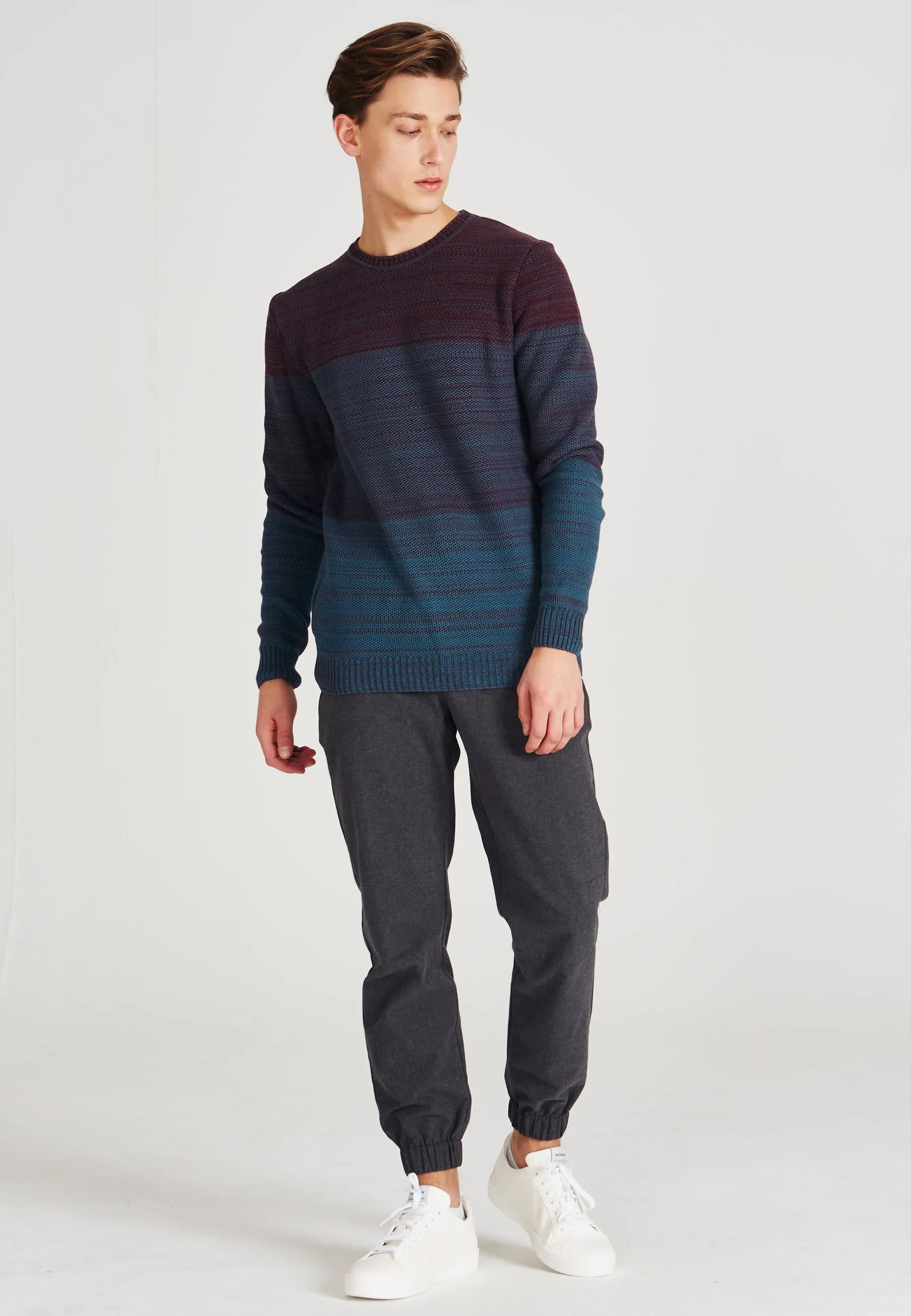 Organic Cotton Knitted Sweater STEFAN - Teal Blue Givn Berlin