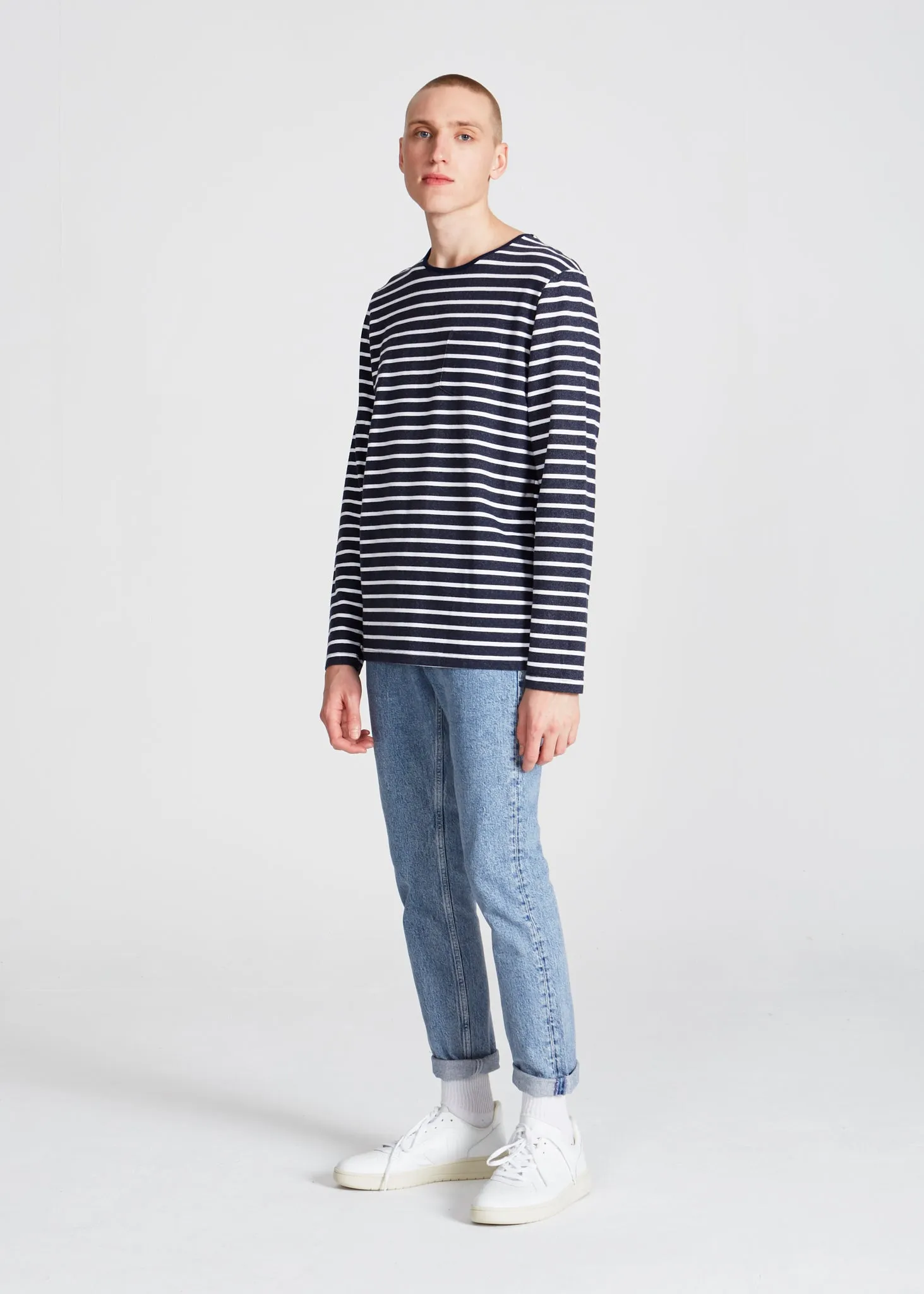 Organic Cotton Longsleeve CHARLES - Blue / White (Stripes) Givn Berlin