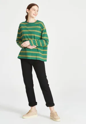 Organic Cotton Longsleeve SERENA - Forest Green / Mango Orange (Stripes) Givn Berlin