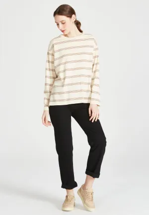 Organic Cotton Longsleeve SERENA - Off White / Muddy Brown (Stripes) Givn Berlin