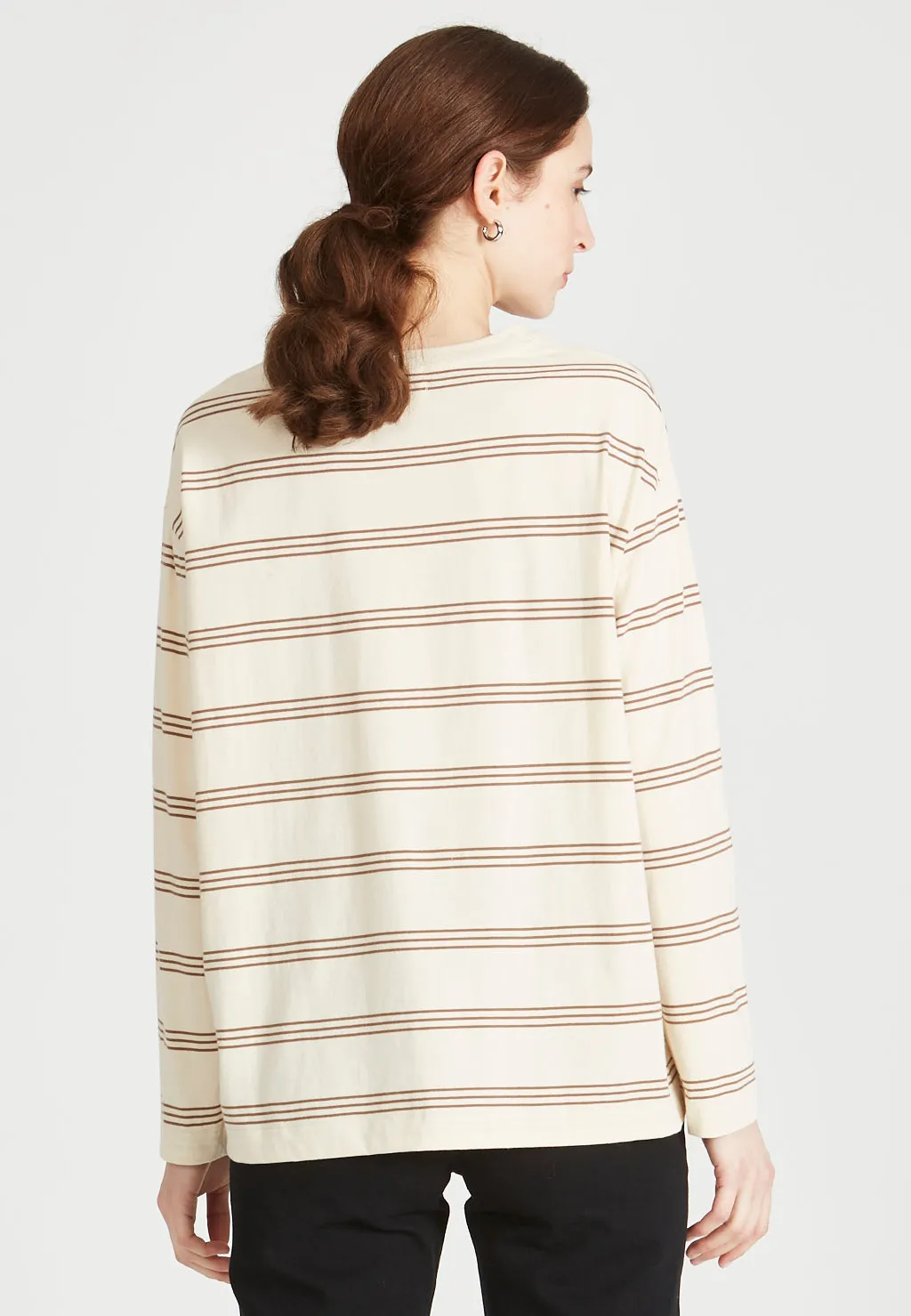 Organic Cotton Longsleeve SERENA - Off White / Muddy Brown (Stripes) Givn Berlin