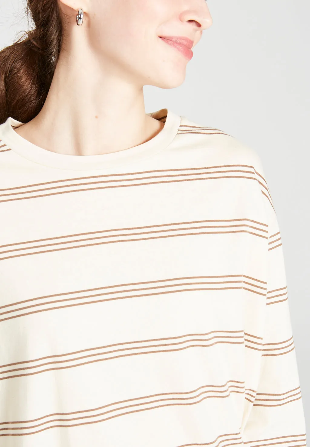Organic Cotton Longsleeve SERENA - Off White / Muddy Brown (Stripes) Givn Berlin