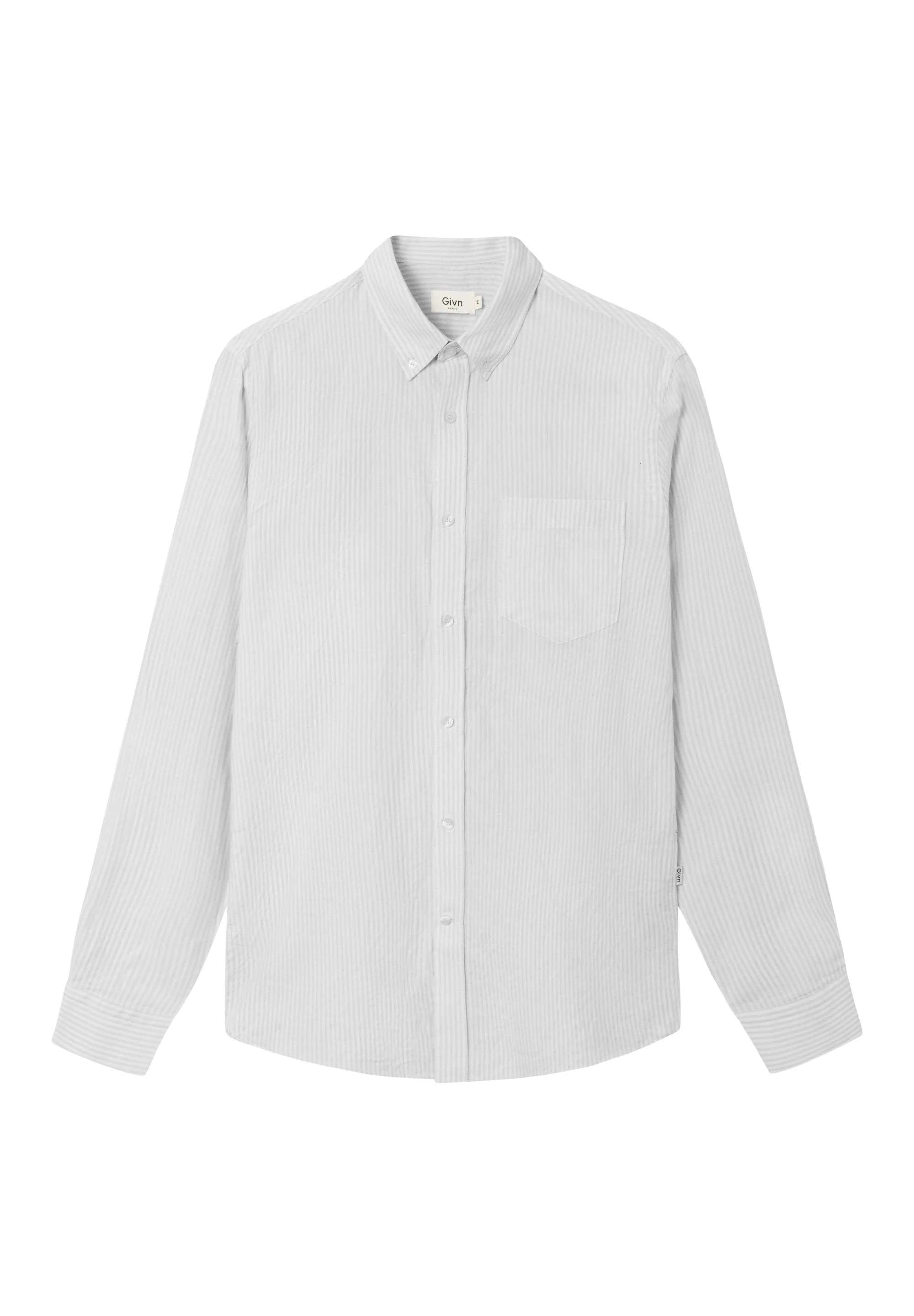 Organic Cotton Shirt RAMIN - Light Grey / White (Stripes) Givn Berlin