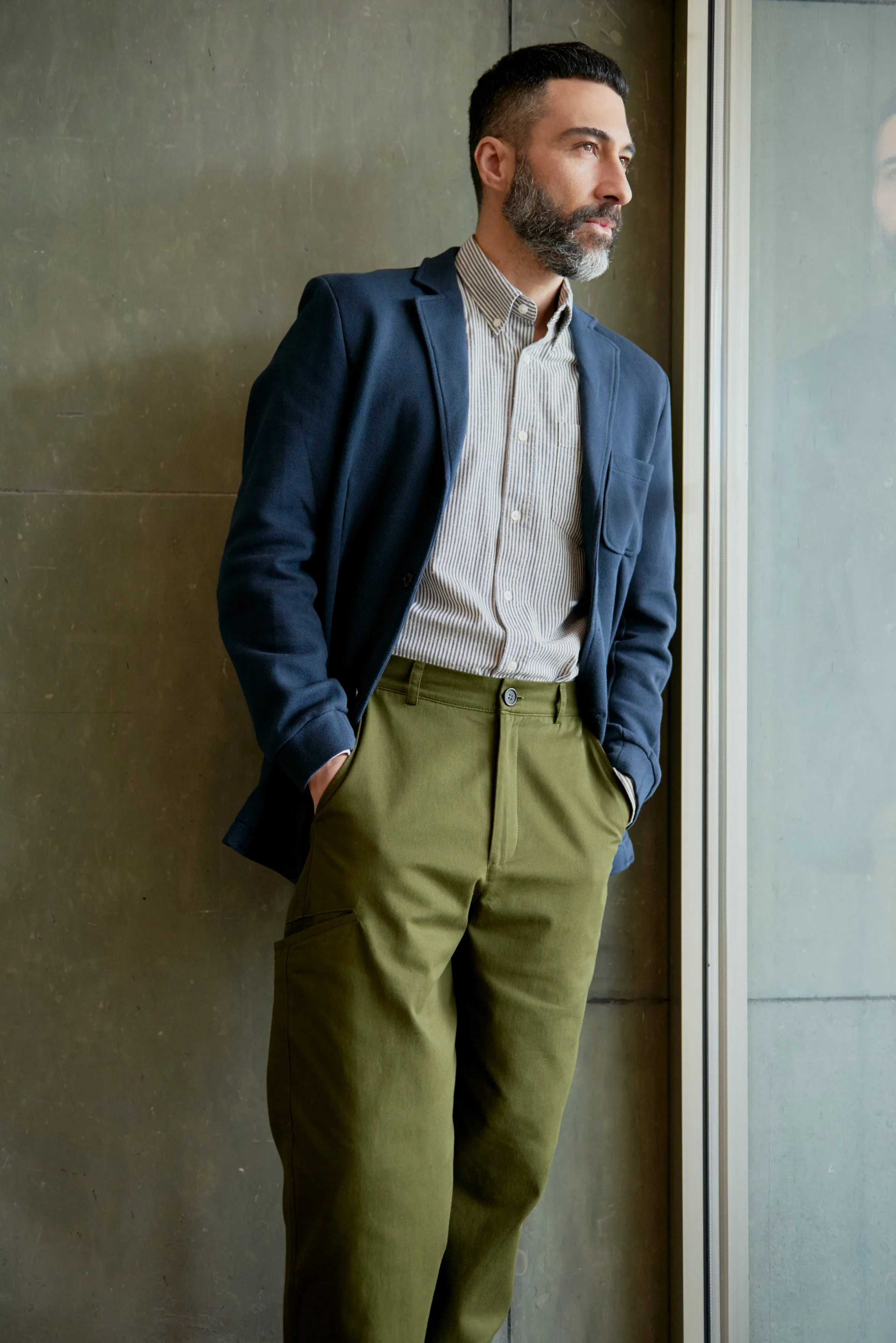 Organic Cotton Shirt RAMIN -Midnight Blue / White (Stripes) Givn Berlin