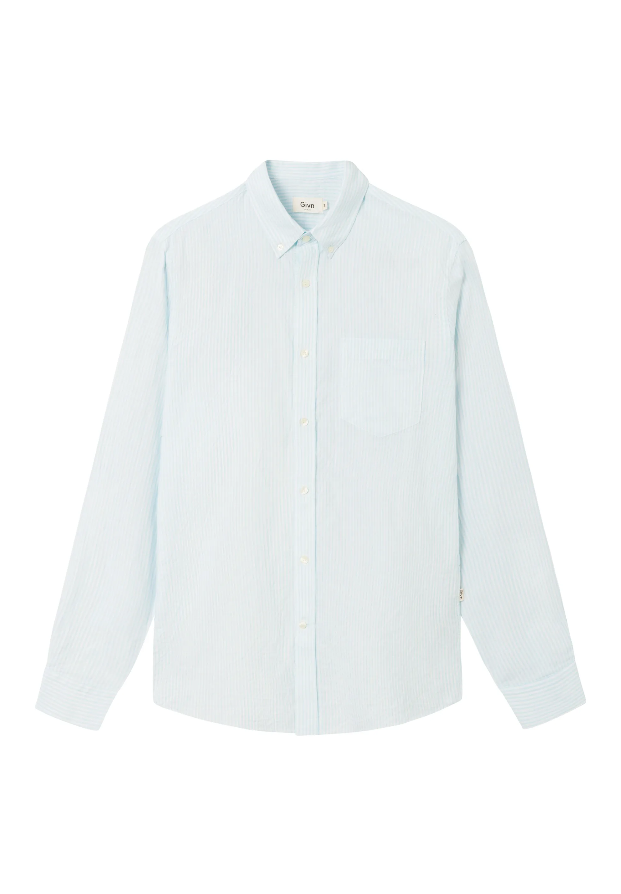 Organic Cotton Shirt RAMIN - Sage / White (Stripes) Givn Berlin