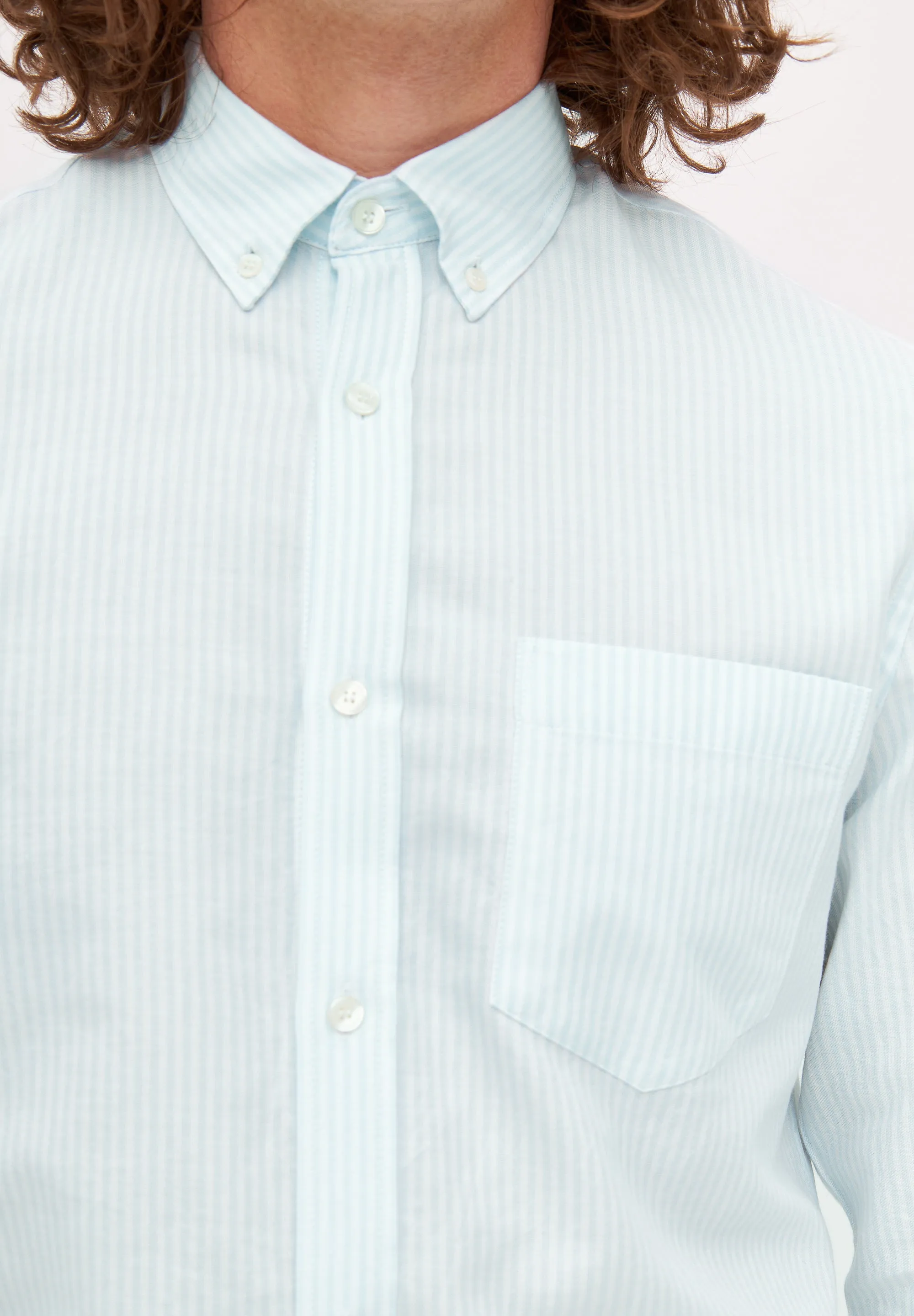 Organic Cotton Shirt RAMIN - Sage / White (Stripes) Givn Berlin