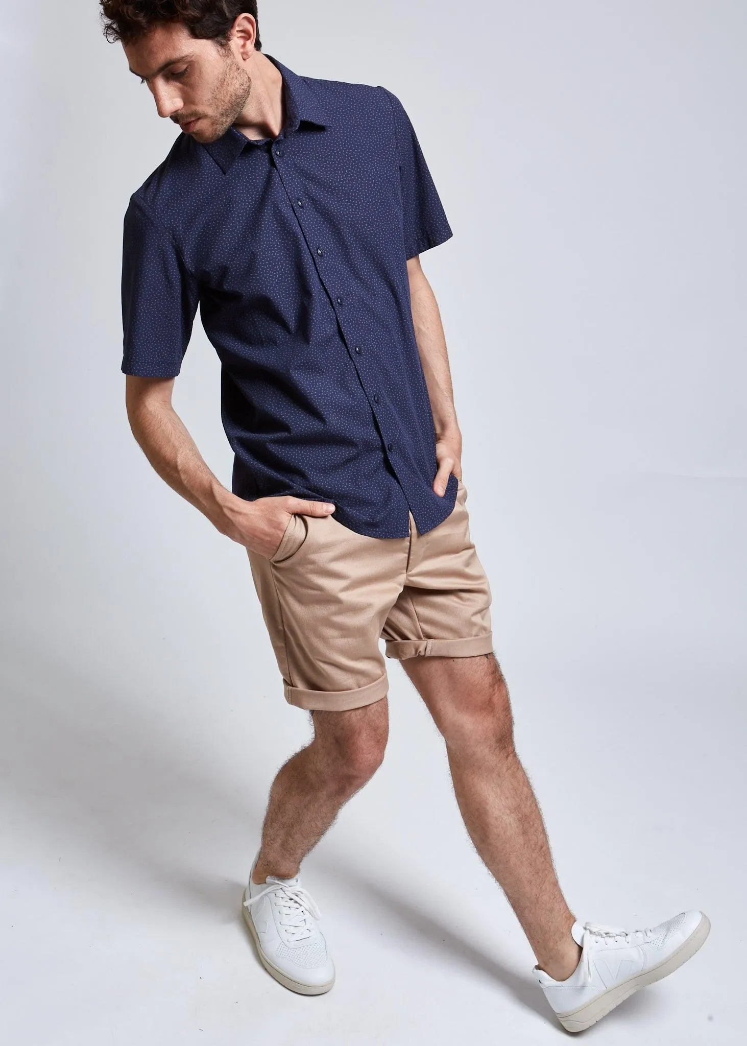 Organic Cotton Short Sleeve Shirt DYLAN - Blue (Elements) Givn Berlin