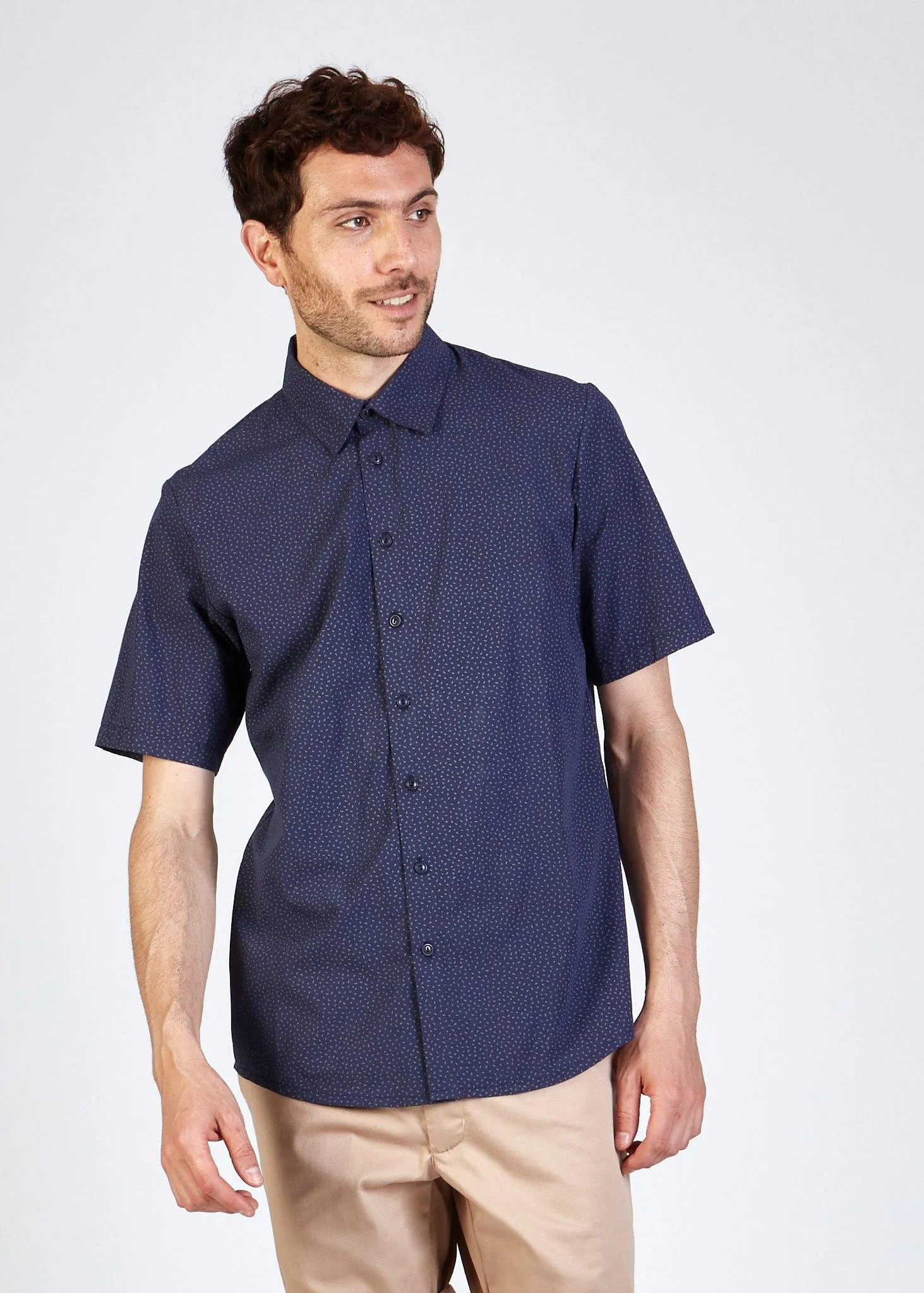 Organic Cotton Short Sleeve Shirt DYLAN - Blue (Elements) Givn Berlin