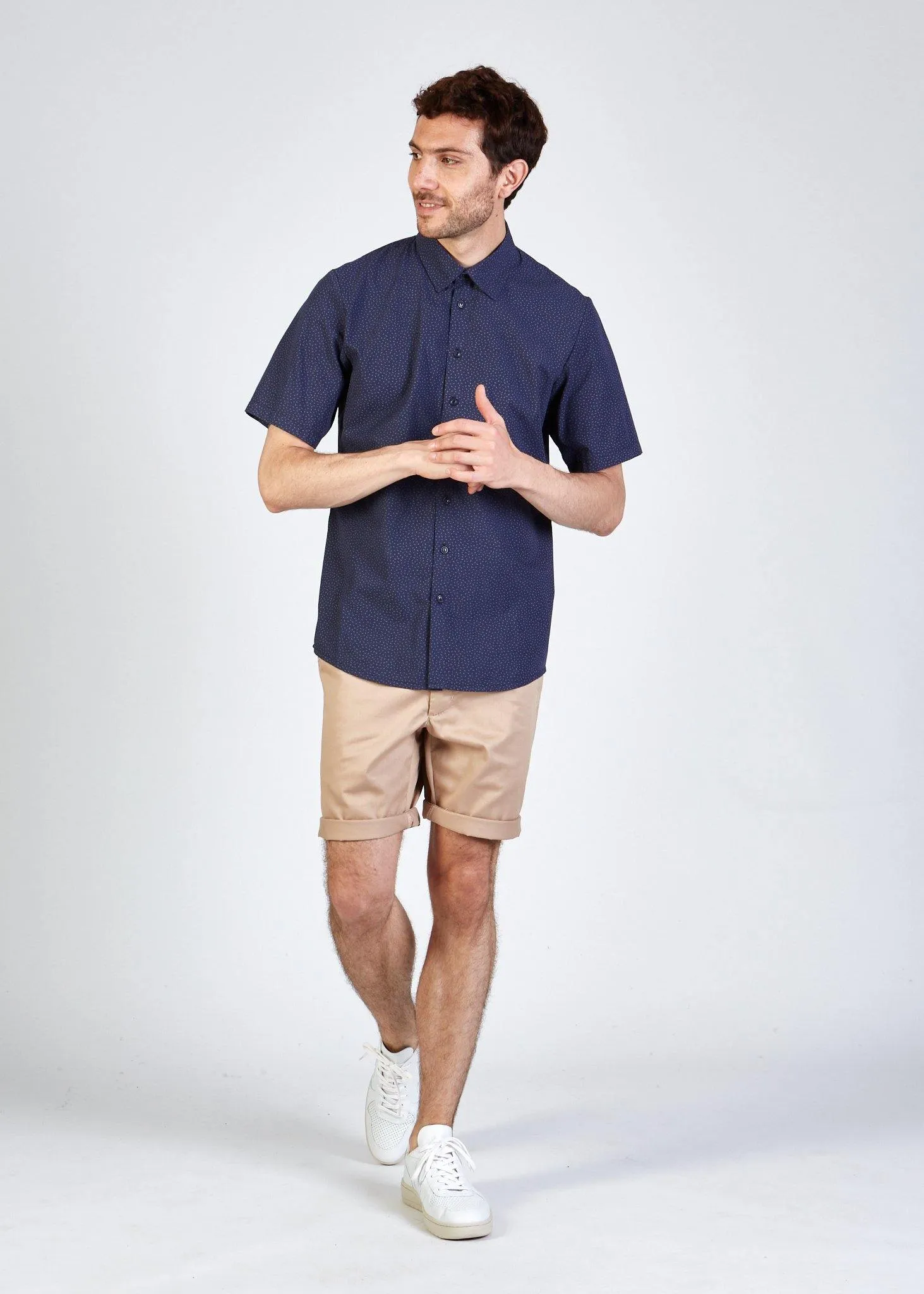 Organic Cotton Short Sleeve Shirt DYLAN - Blue (Elements) Givn Berlin