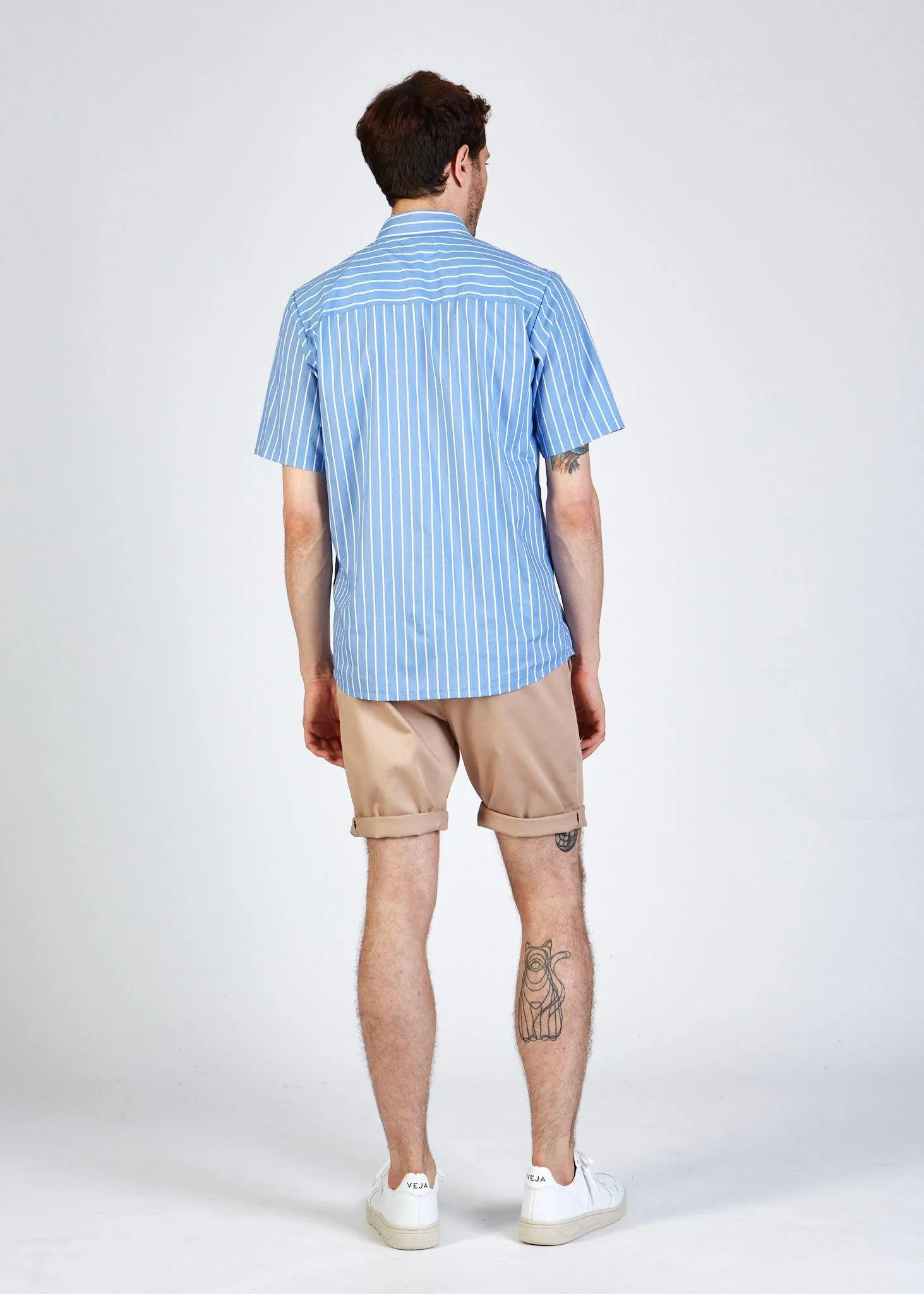 Organic Cotton Short Sleeve Shirt DYLAN - Light Blue / White (Stripes) Givn Berlin