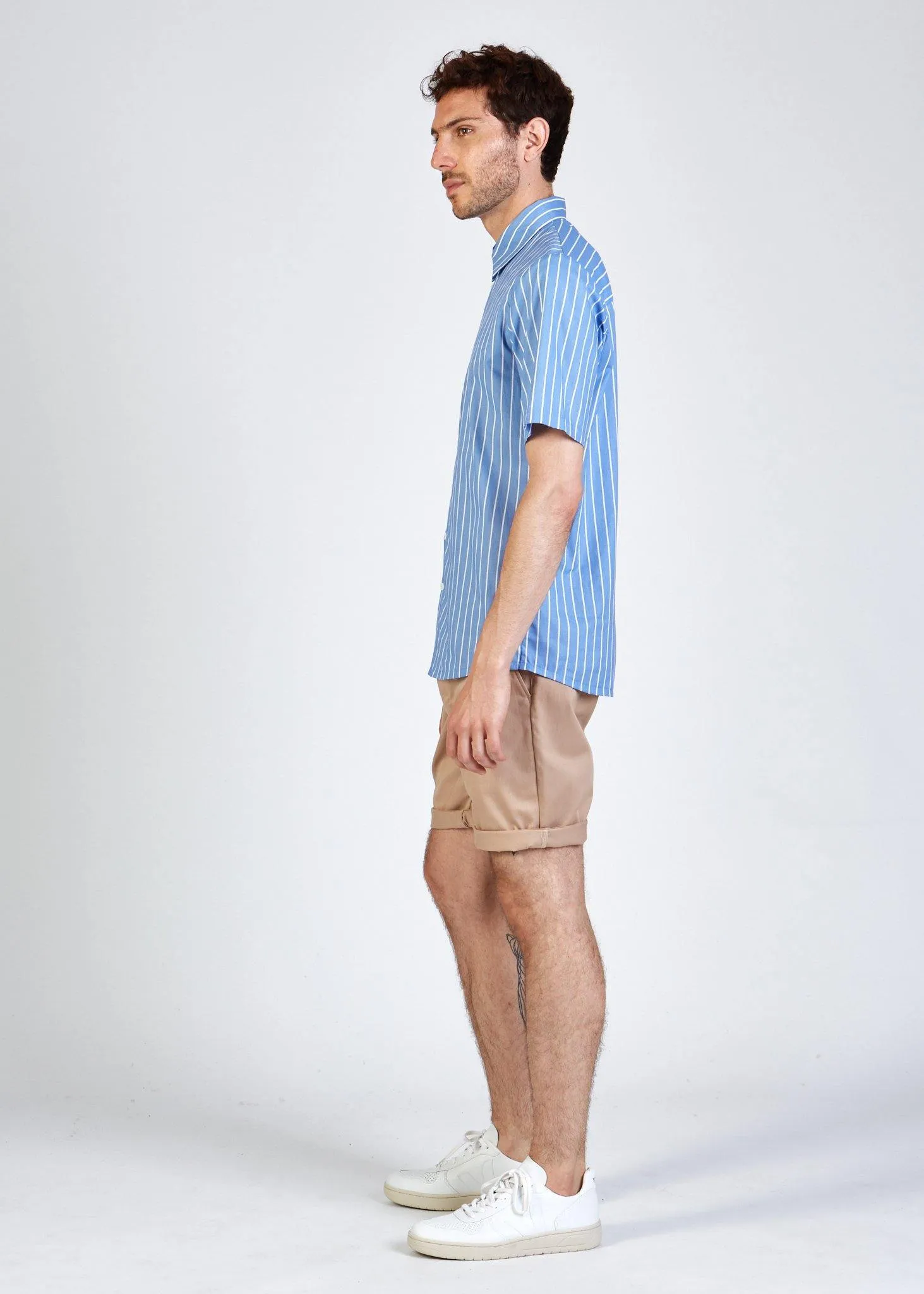 Organic Cotton Short Sleeve Shirt DYLAN - Light Blue / White (Stripes) Givn Berlin