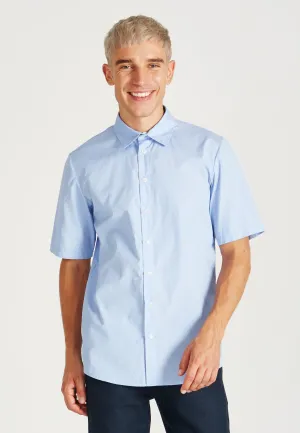 Organic Cotton Short Sleeve Shirt DYLAN - Light Blue/White (Thin Stripes) Givn Berlin