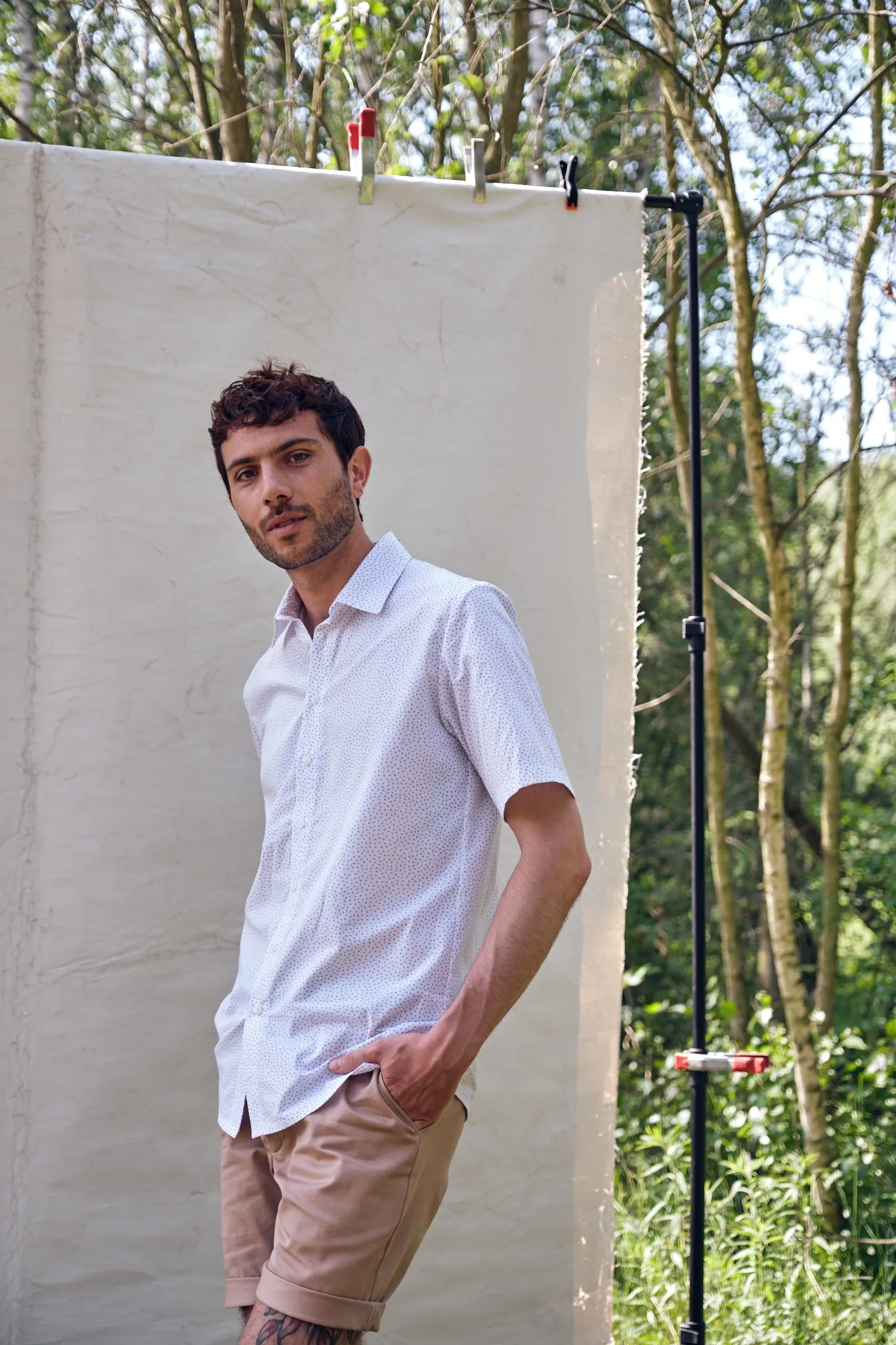 Organic Cotton Short Sleeve Shirt DYLAN - White (Elements) Givn Berlin