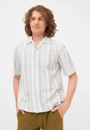 Organic Cotton Short Sleeve Shirt LUCA - Olive Green / Beige (Stripes) Givn Berlin