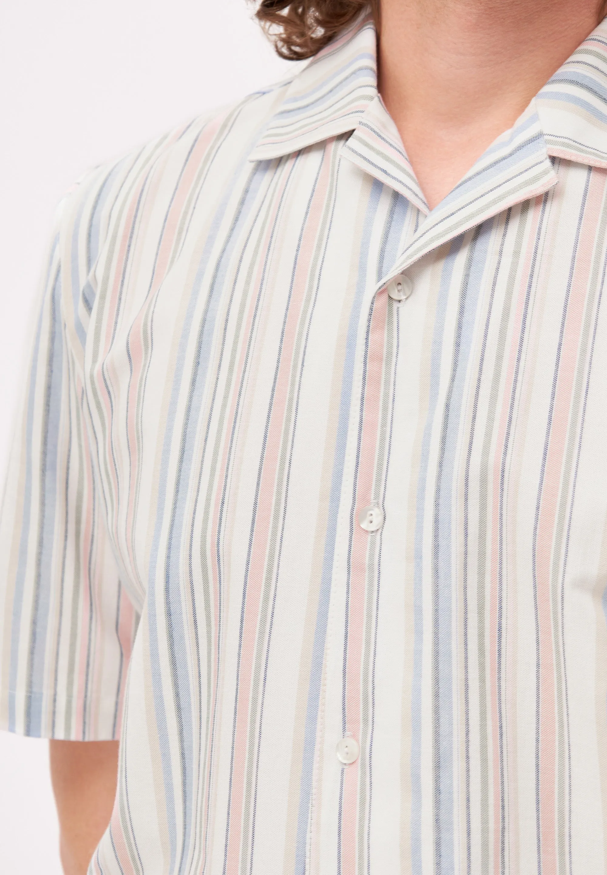 Organic Cotton Short Sleeve Shirt LUCA - Peach / Light Blue (Stripes) Givn Berlin